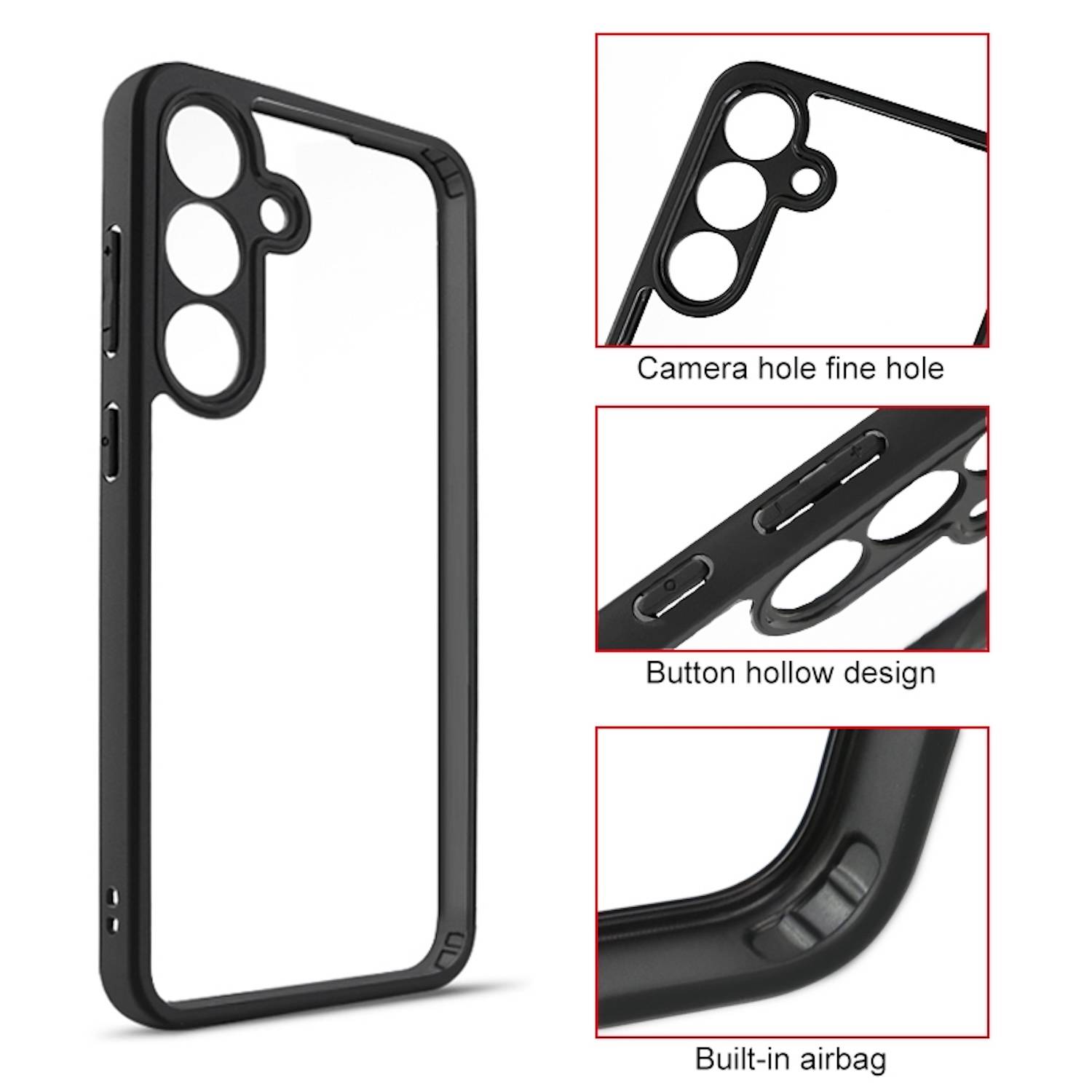 Für Samsung Galaxy S25 Plus Frosted TPU + Transparent Schutz Hülle Cover Schwarz