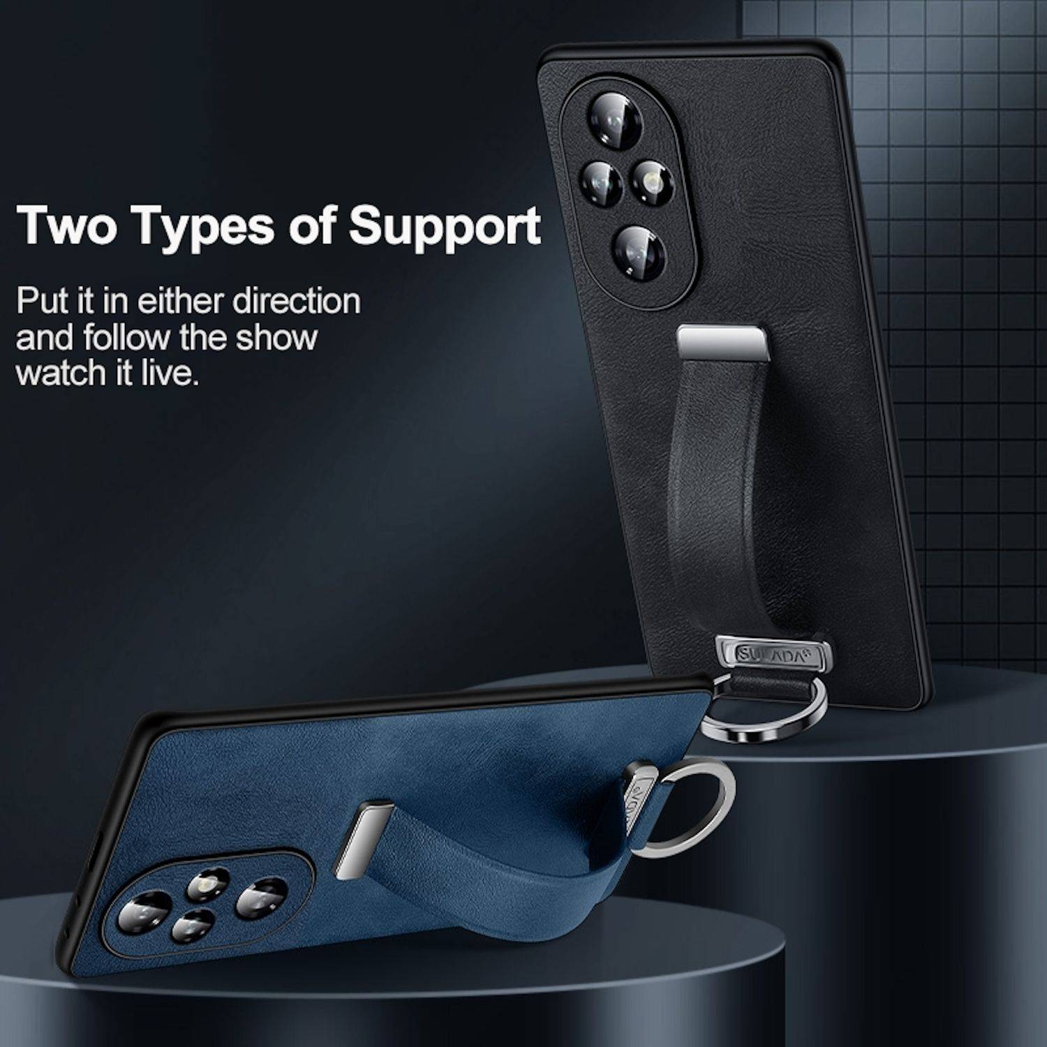 Für Honor Magic 7 Pro SULADA Hybrid Leder Schutz Hülle mit Ring Halter Case Grün