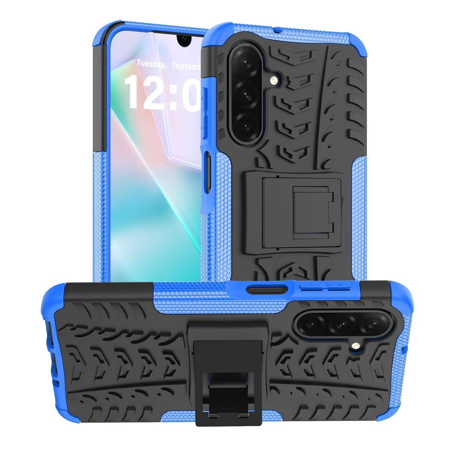 Für Samsung Galaxy A26 5G Tire Textur TPU / PC Hülle mit Halterung Cover Blau