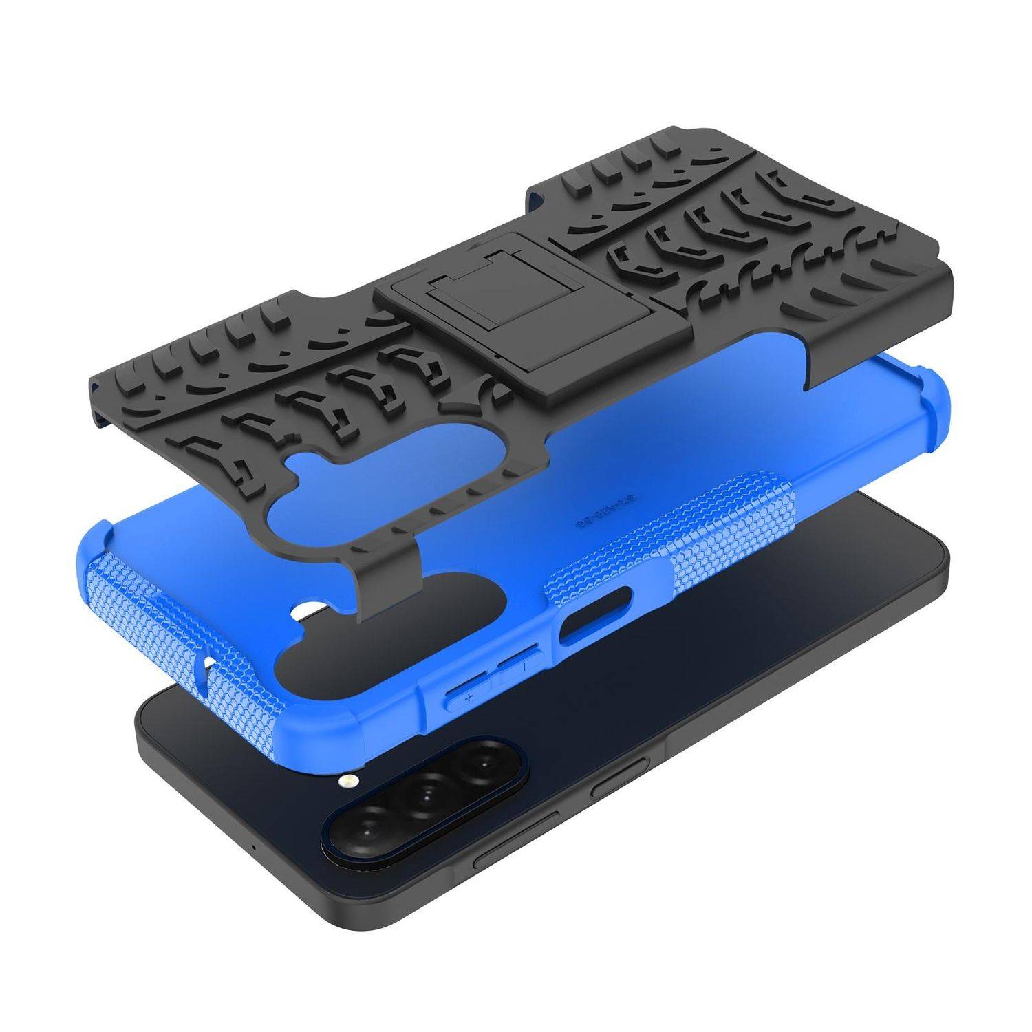 Für Samsung Galaxy A26 5G Tire Textur TPU / PC Hülle mit Halterung Cover Blau