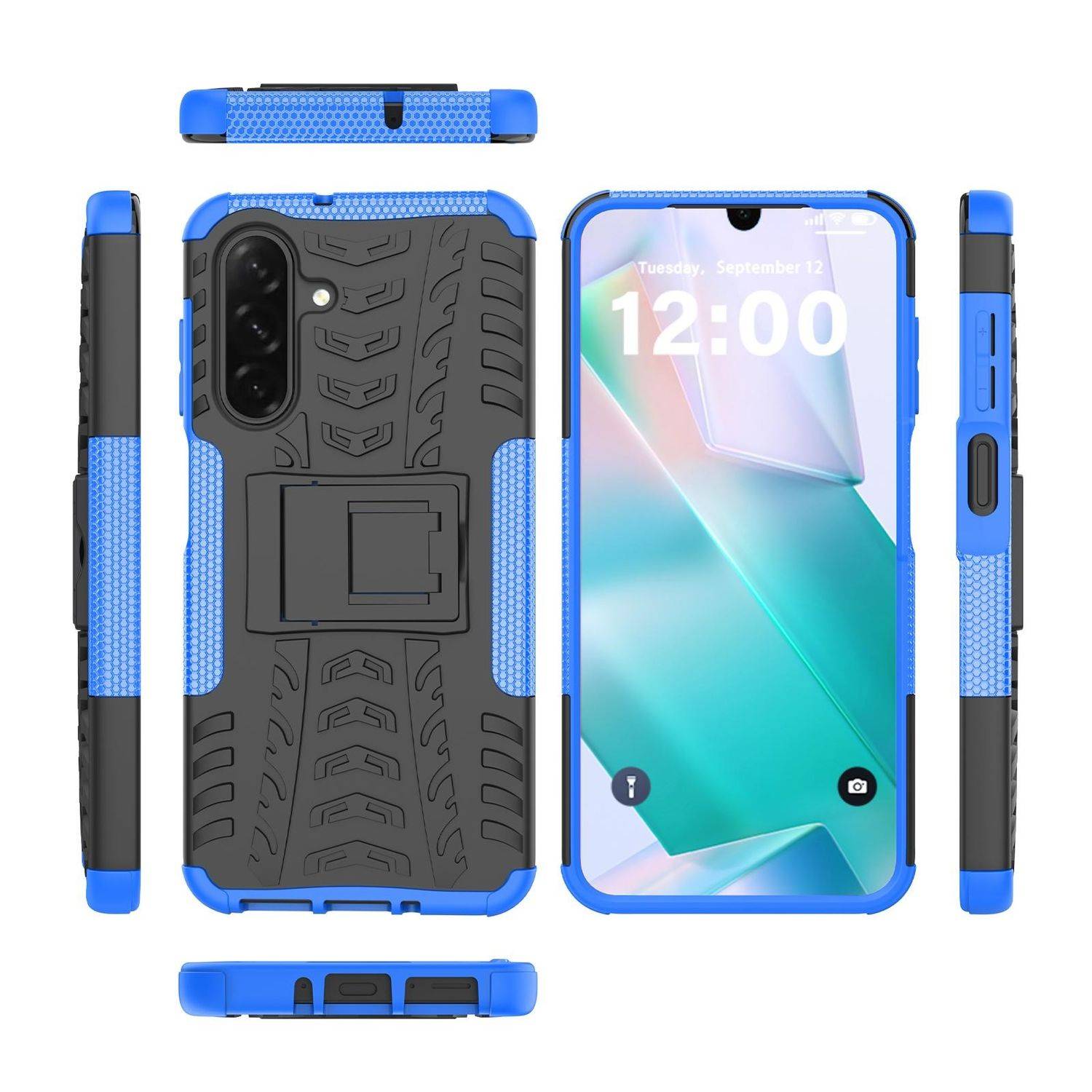 Für Samsung Galaxy A26 5G Tire Textur TPU / PC Hülle mit Halterung Cover Blau