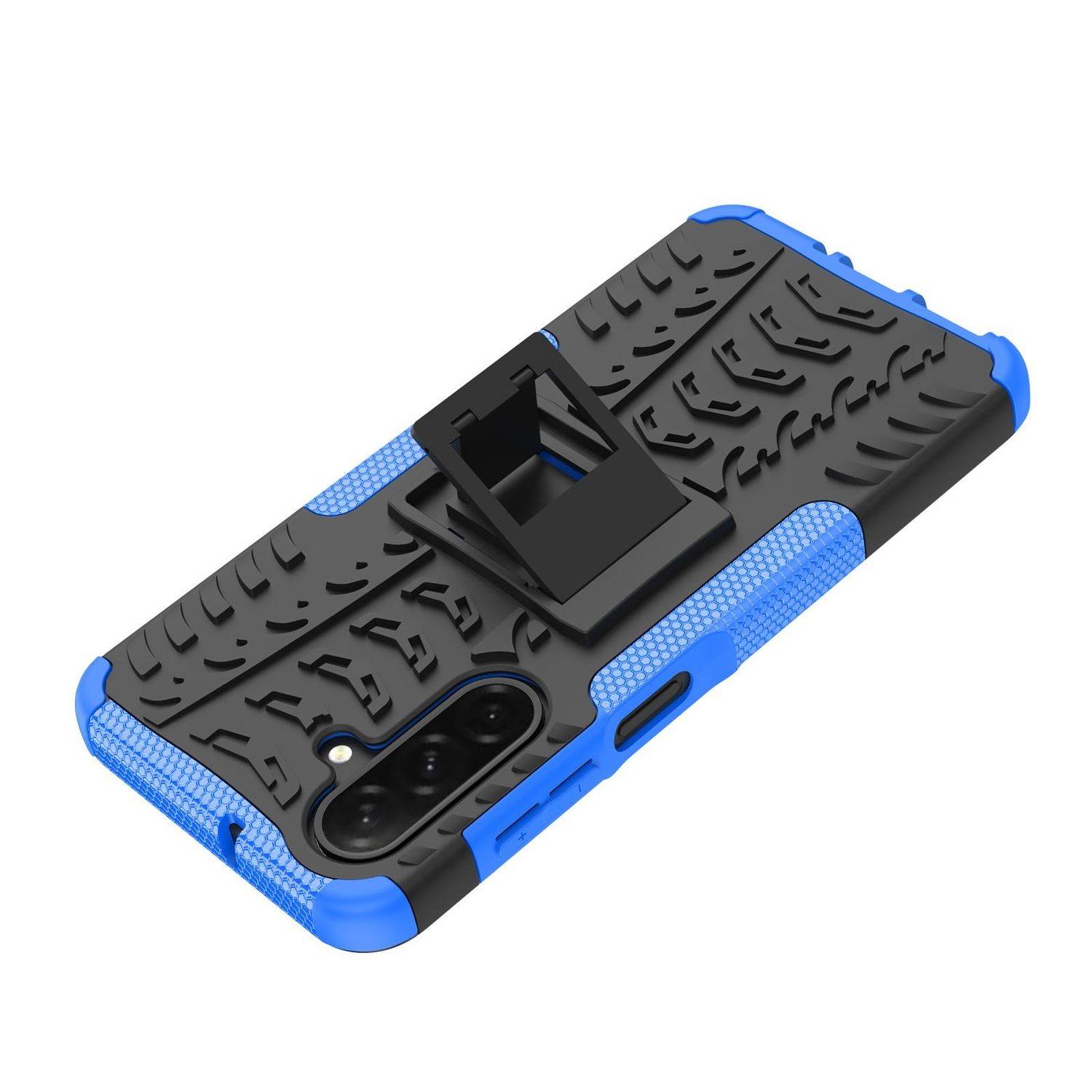 Für Samsung Galaxy A26 5G Tire Textur TPU / PC Hülle mit Halterung Cover Blau