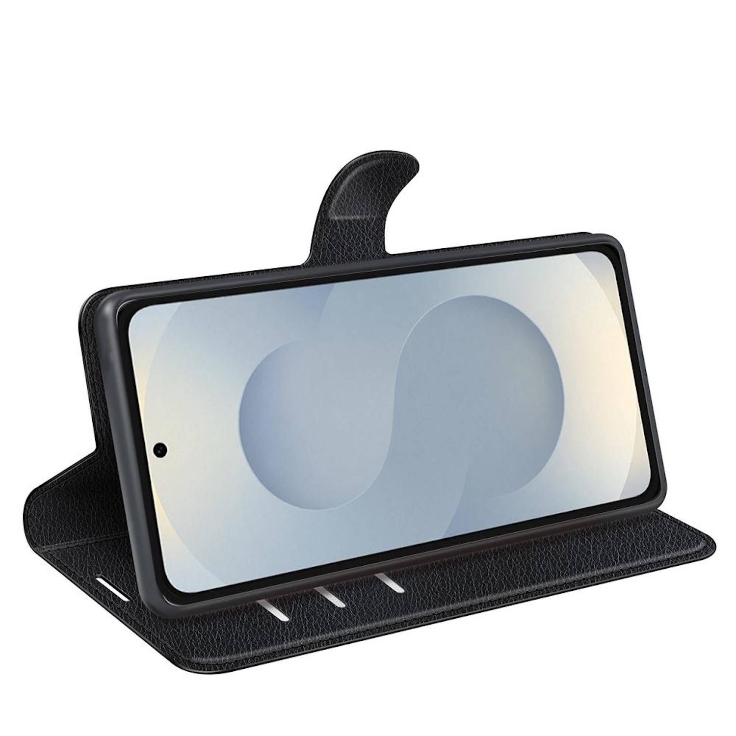 Für Samsung Galaxy S25 Edge 5G Kunstleder Book Wallet Handy Tasche Schwarz + 9H Hart Glas