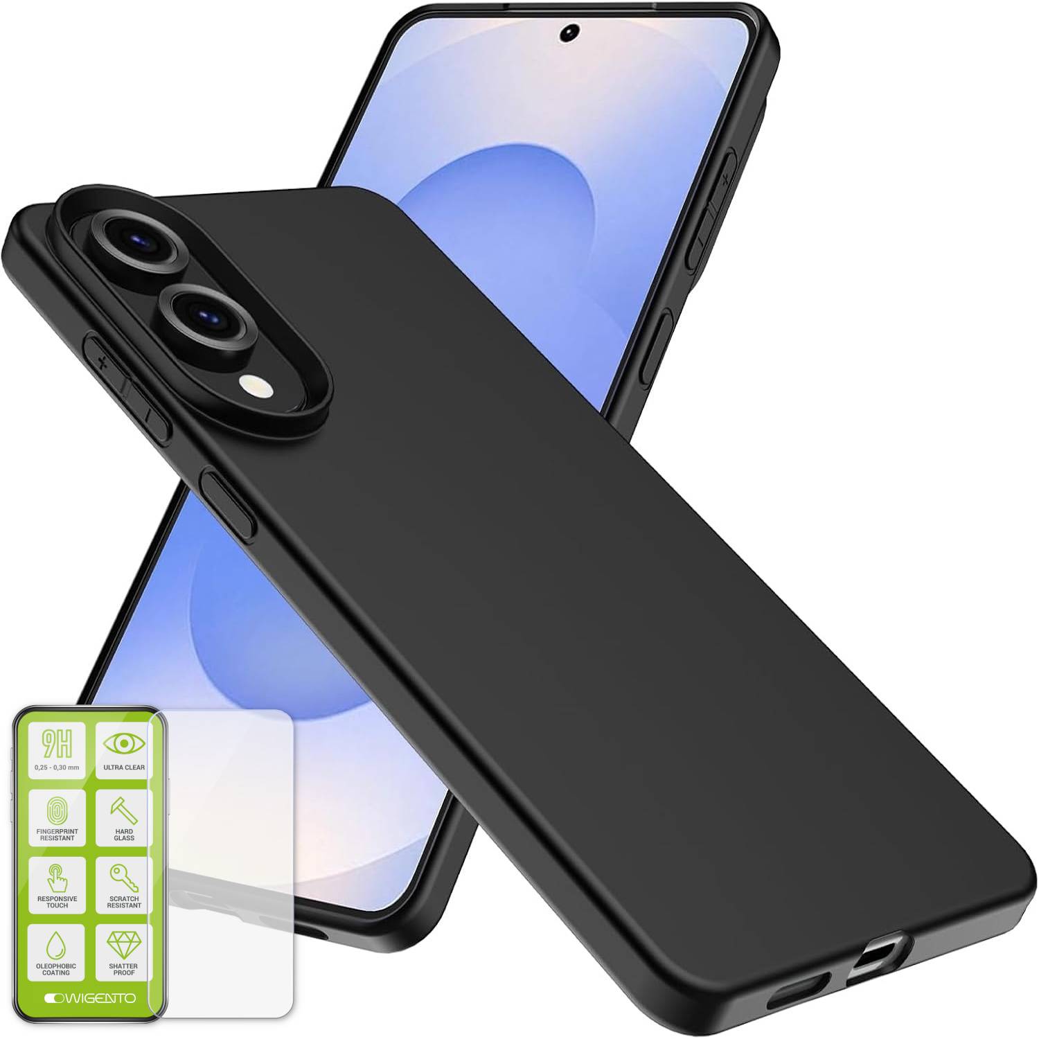 Für Samsung Galaxy S25 Edge 5G Silikon TPU Schutz Handy Hülle Schwarz + H9 Hart Glas Folie