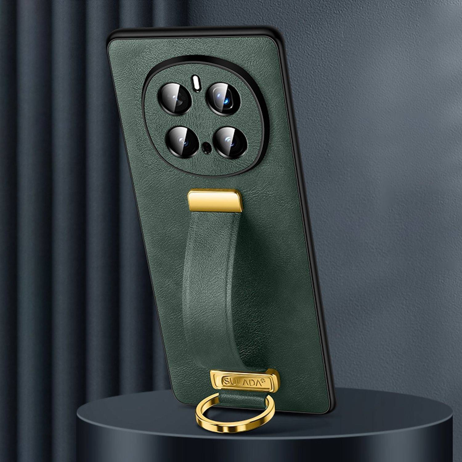 Für Honor Magic 7 Pro SULADA Hybrid Leder Schutz Hülle mit Ring Halter Case Grün