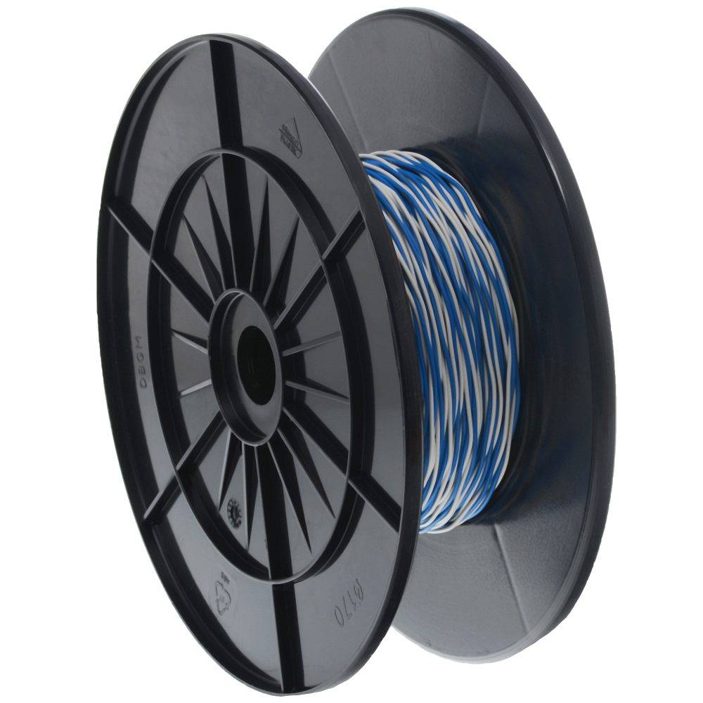 Helos Schaltdraht YV 2x0,6/1,1 weiß/blau, 100 m