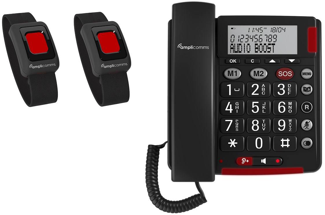 amplicomms BigTel 50 Alarm Plus Notrufarmband Duo dunkelgrau