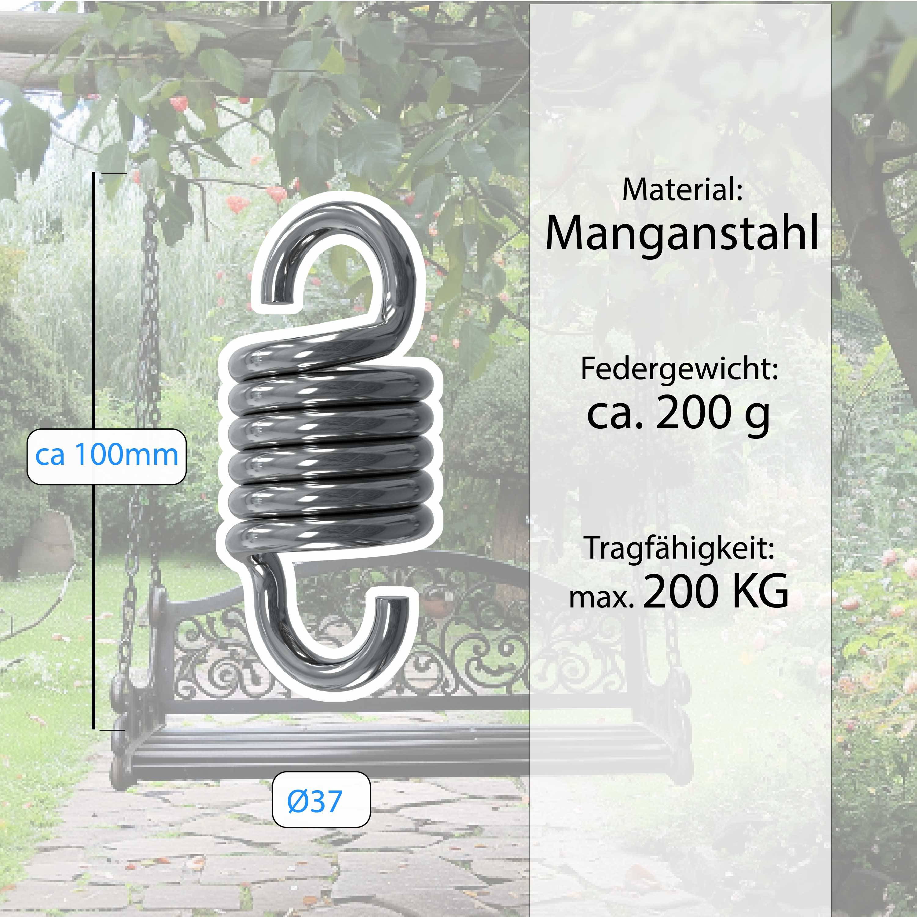 Schwingfeder Hängesessel Feder Hängestuhl Boxsack Hollywoodschaukel Hängematte 200 kg / 100x37mm