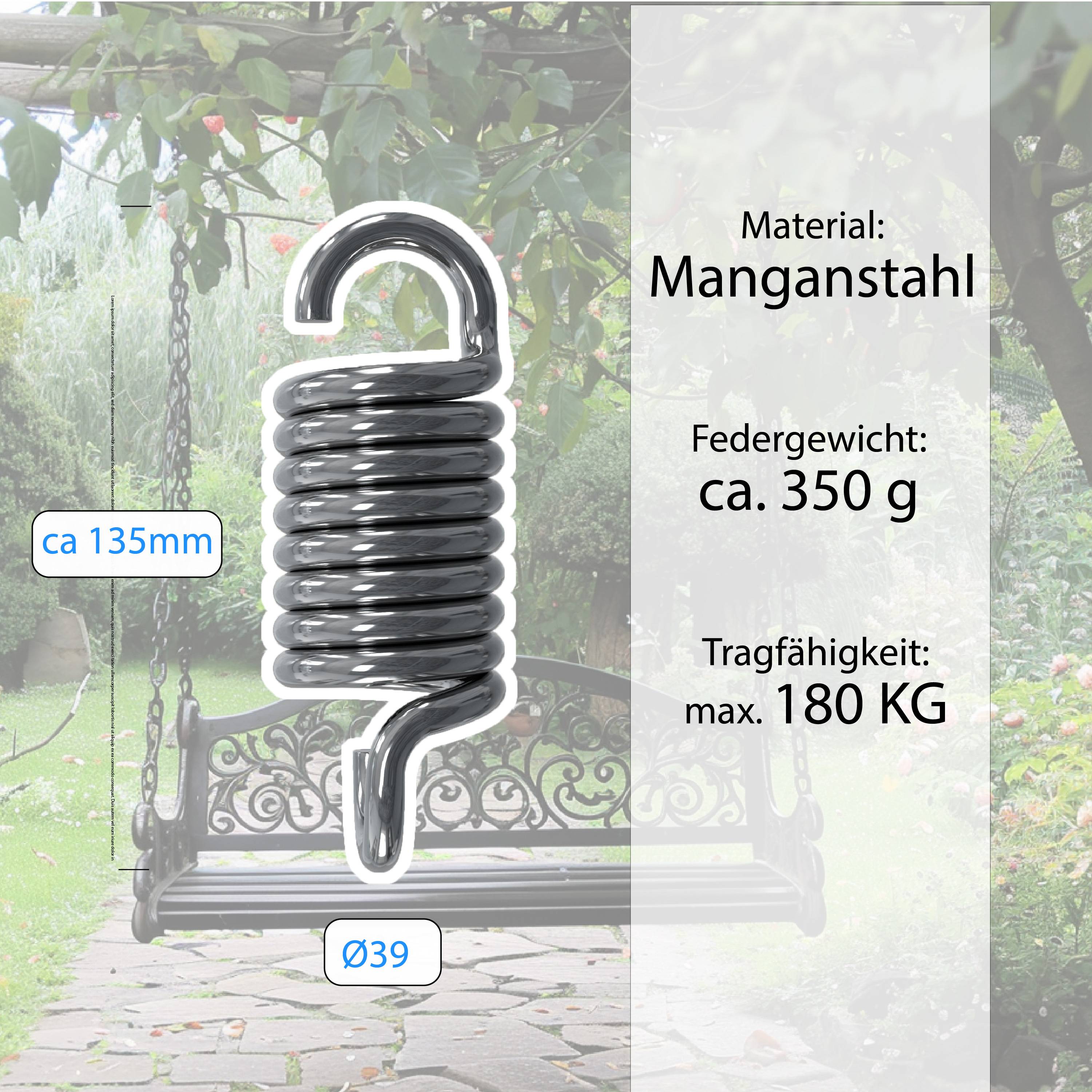 Schwingfeder Hängesessel Feder Hängestuhl Boxsack Hollywoodschaukel Hängematte 180 kg / 135x39mm