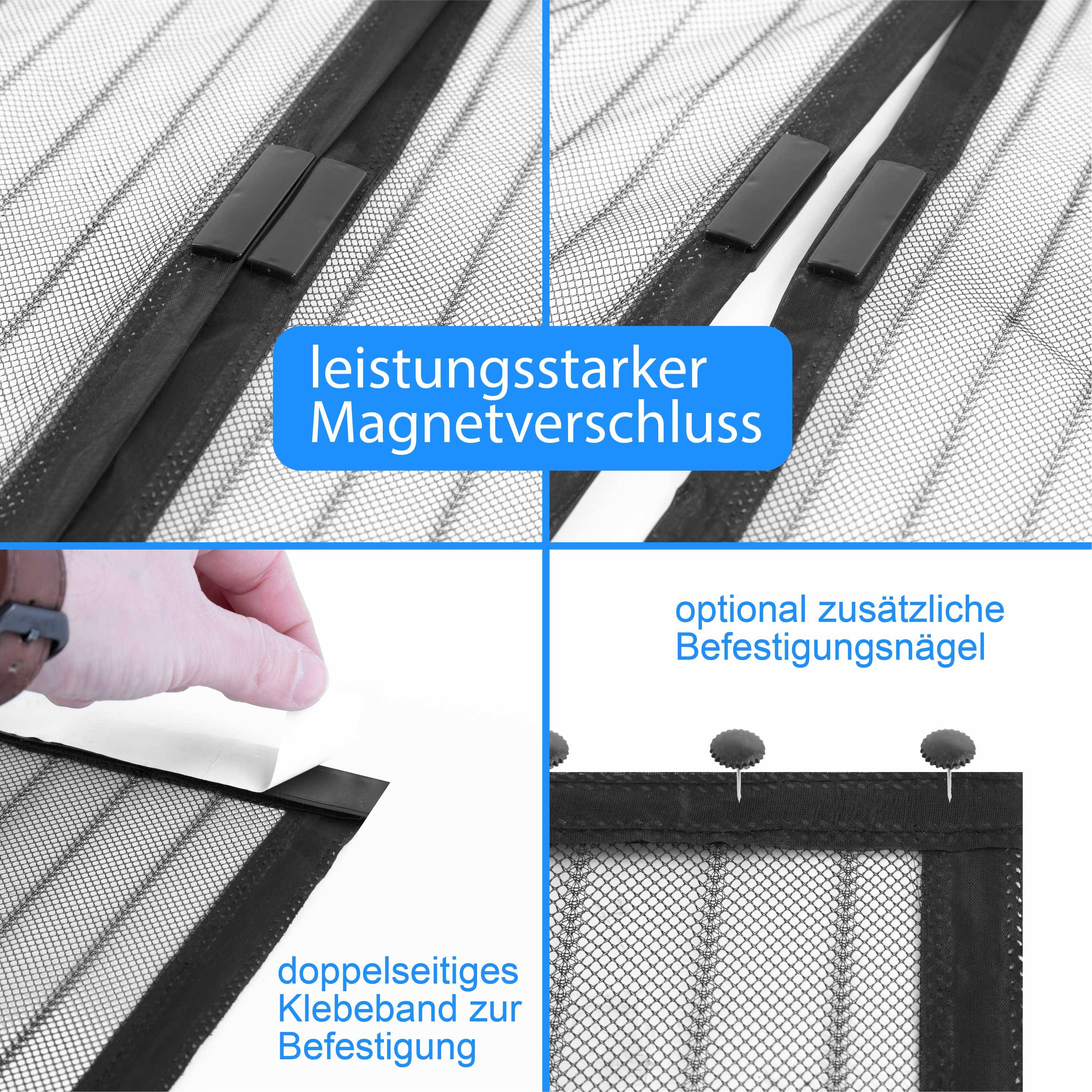 Fliegengitter Magnet Tür Insektenschutz Magnetvorhang Moskitonetz ohne bohren 100x210cm