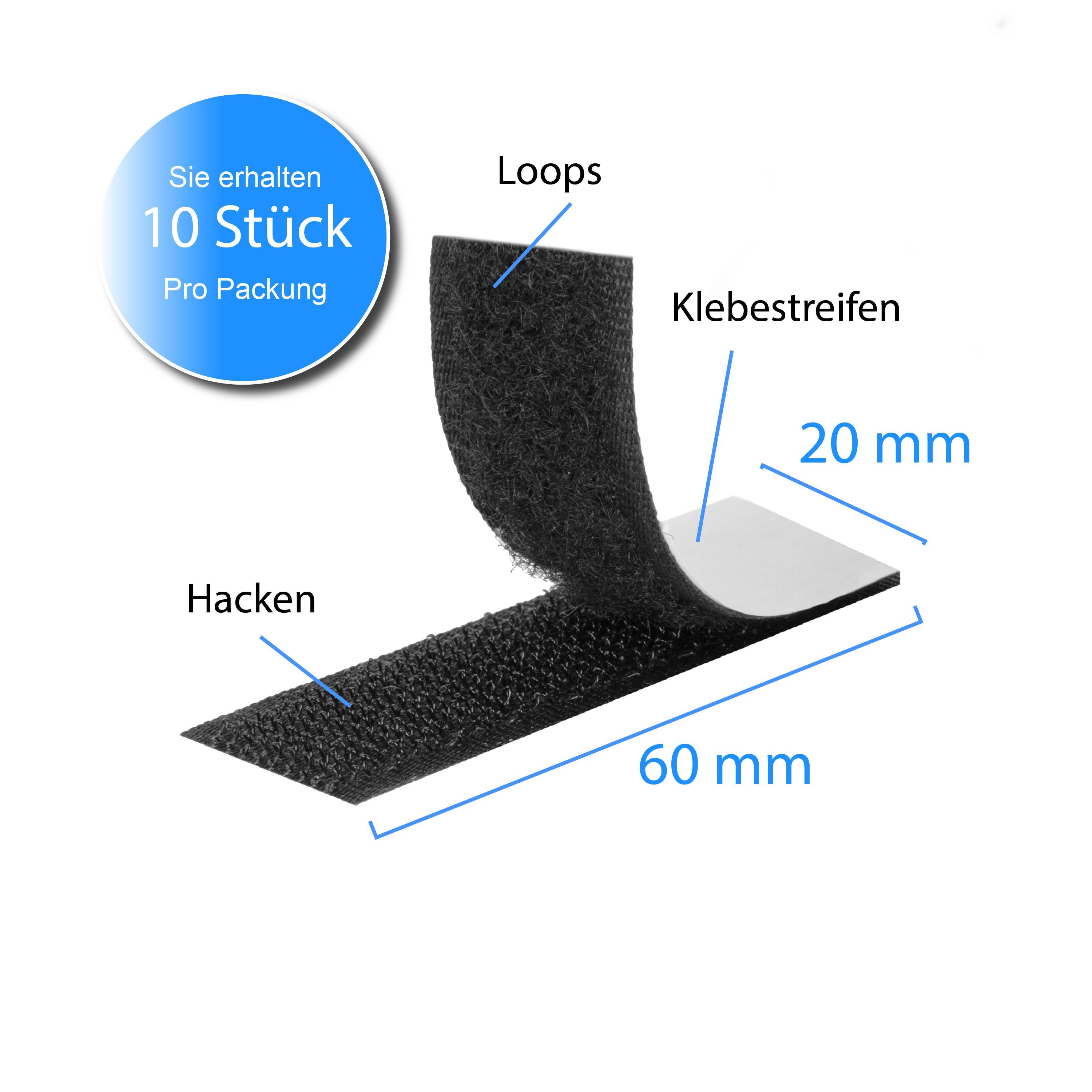 Klettverschluss Klettband selbstklebend Fliegennetz Fliegengitter Moskitonetz 10 Stück 2x10cm