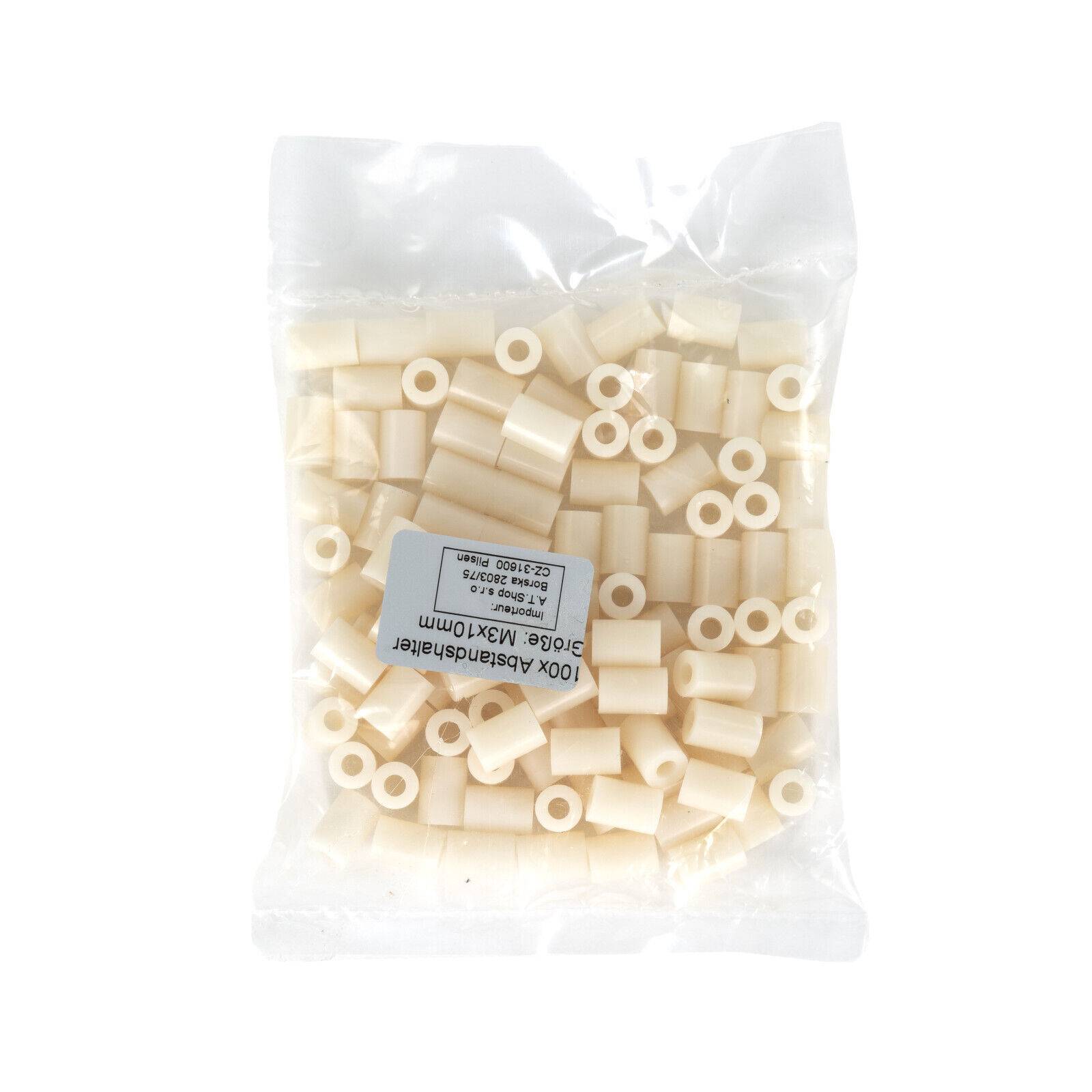 100x Distanzhülse M3 Abstandshalter Distanz Hülse Kunststoff ABS Platine 3mm 100x „beige“ 10mm