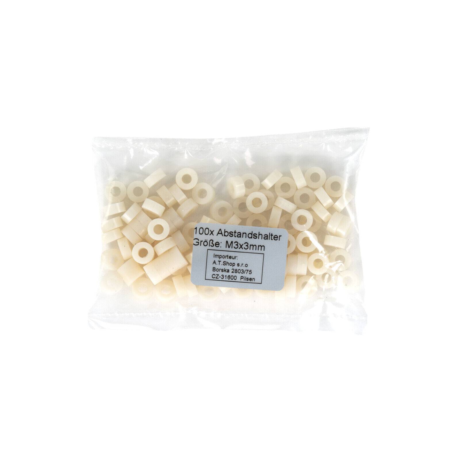 100x Distanzhülse M3 Abstandshalter Distanz Hülse Kunststoff ABS Platine 3mm 100x „beige“ 3mm