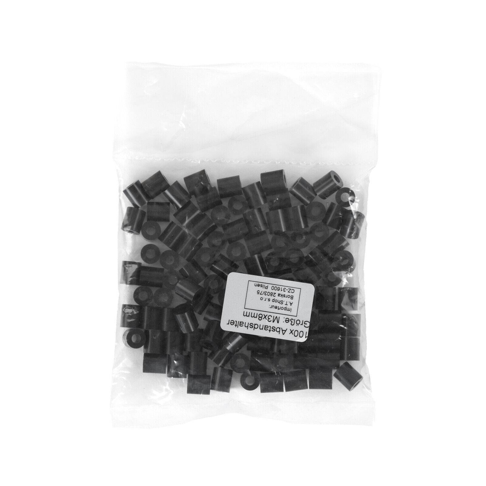 100x Distanzhülse M3 Abstandshalter Distanz Hülse Kunststoff ABS Platine 3mm 100x „schwarz“ 8mm