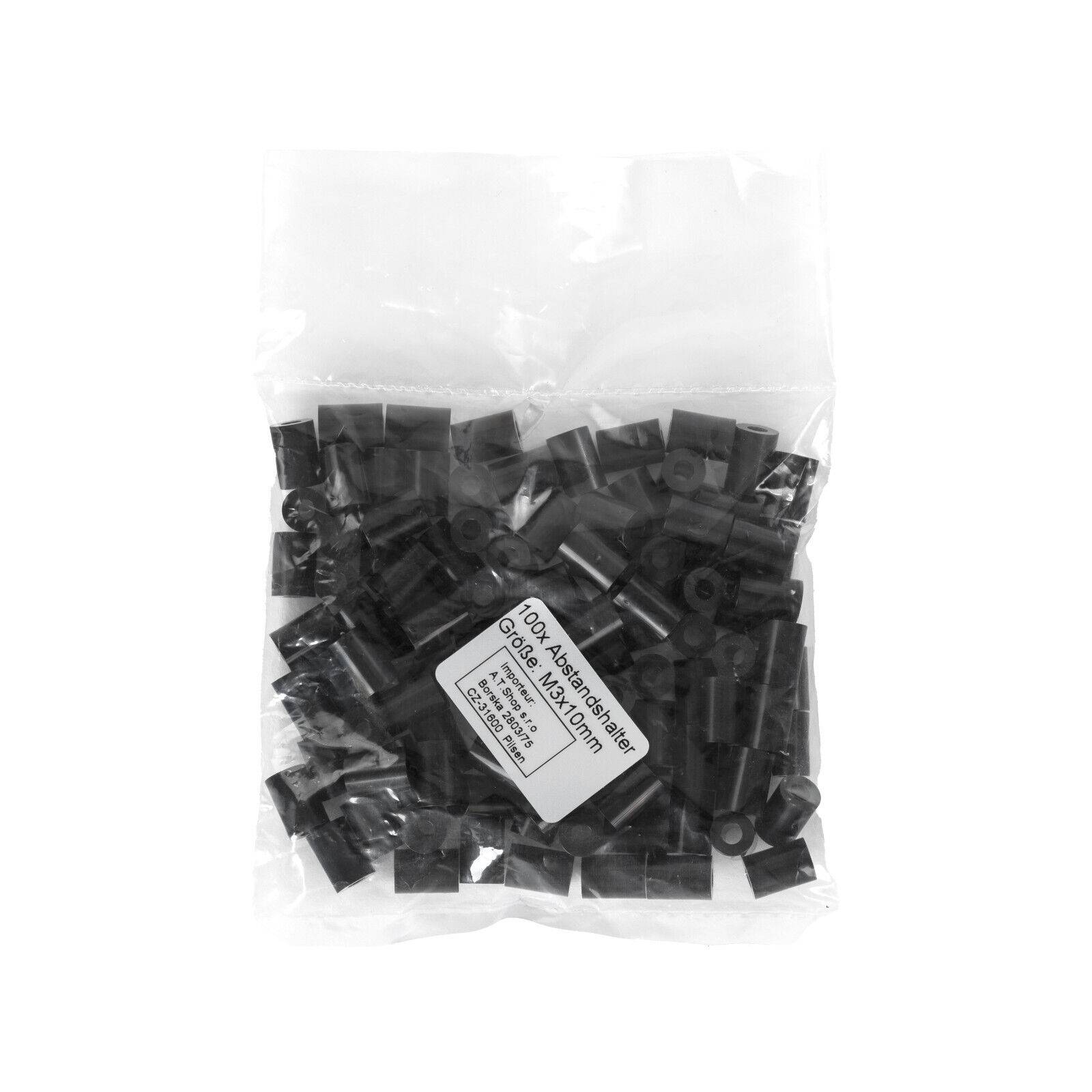 100x Distanzhülse M3 Abstandshalter Distanz Hülse Kunststoff ABS Platine 3mm 100x „schwarz“ 10mm