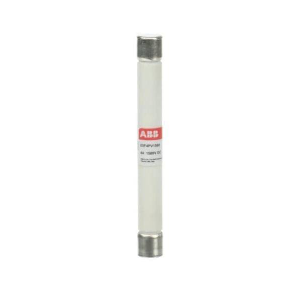 ABB-beschriftete zylindrische Sicherung, 6A, 1500V DC. Weißer Körper, metallische Enden. Geeignet für elektrische Anwendungen.