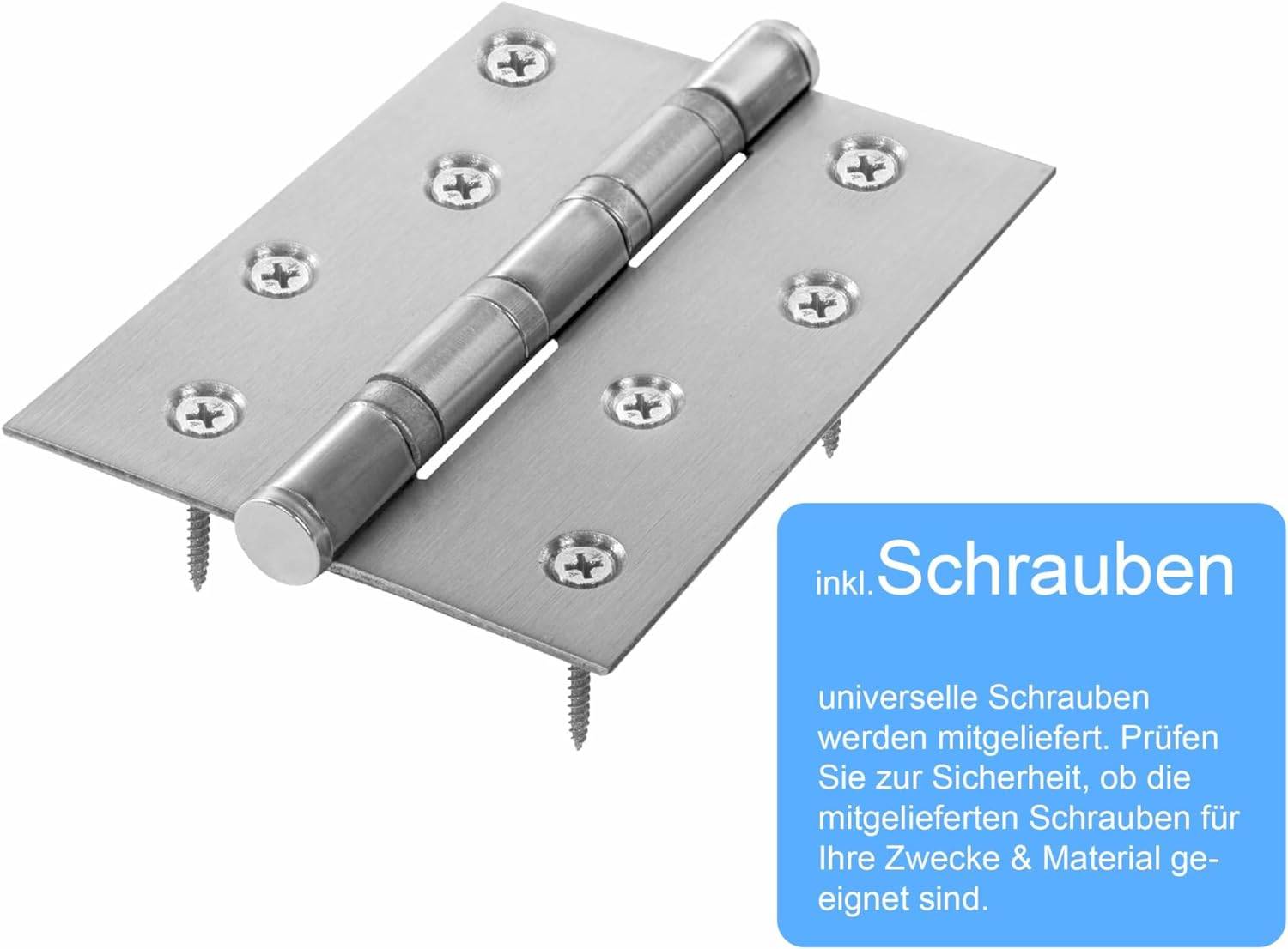 2x Edelstahl Scharniere 125mm Türband Türscharnier Scharnier Beschlag Schrauben