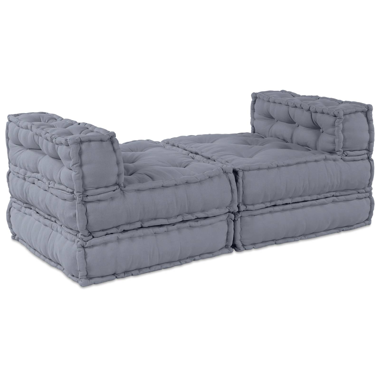 vidaXL Puffsofa 4-Sitzer Modular Umwandelbar Grau Stoff