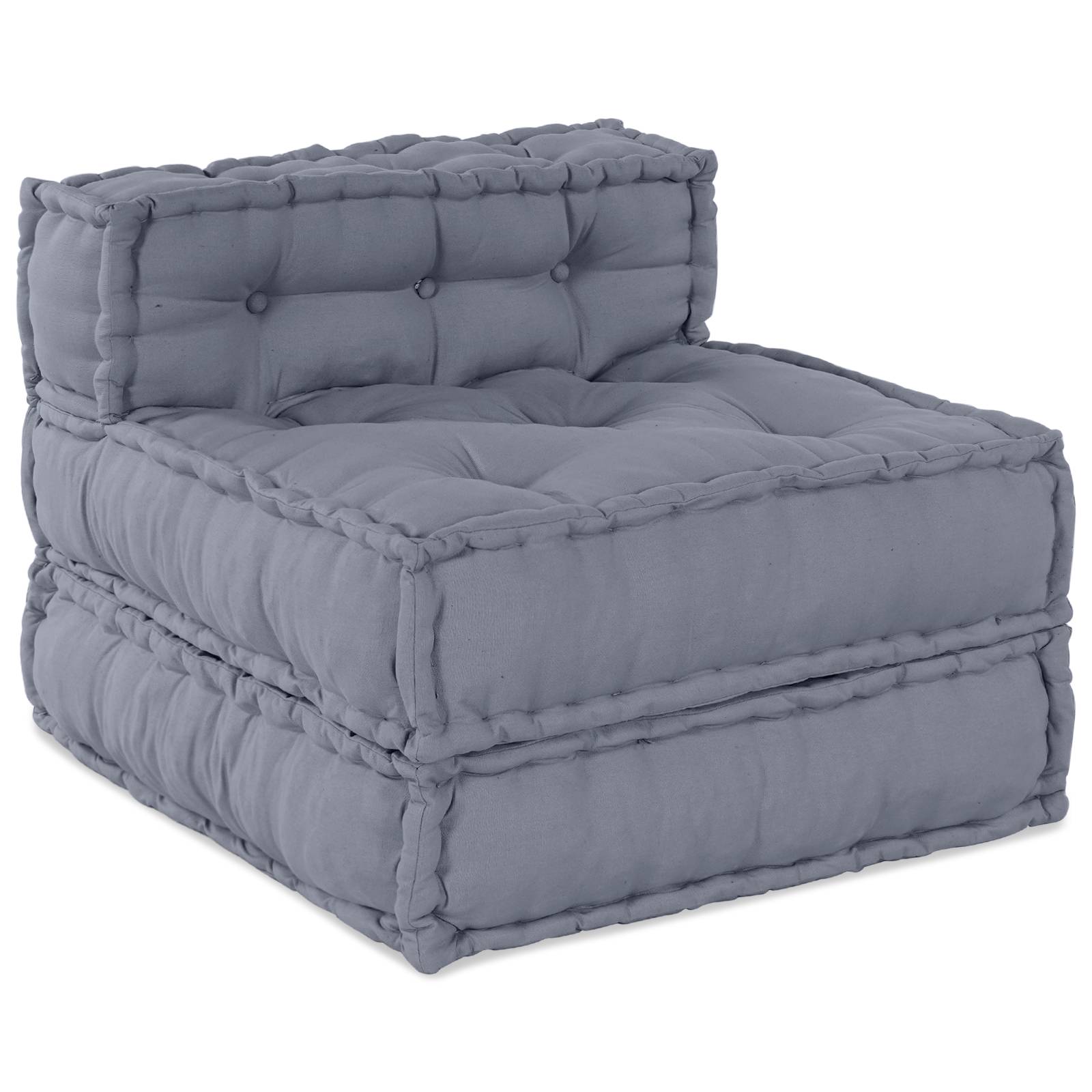 vidaXL Puffsofa 4-Sitzer Modular Umwandelbar Grau Stoff