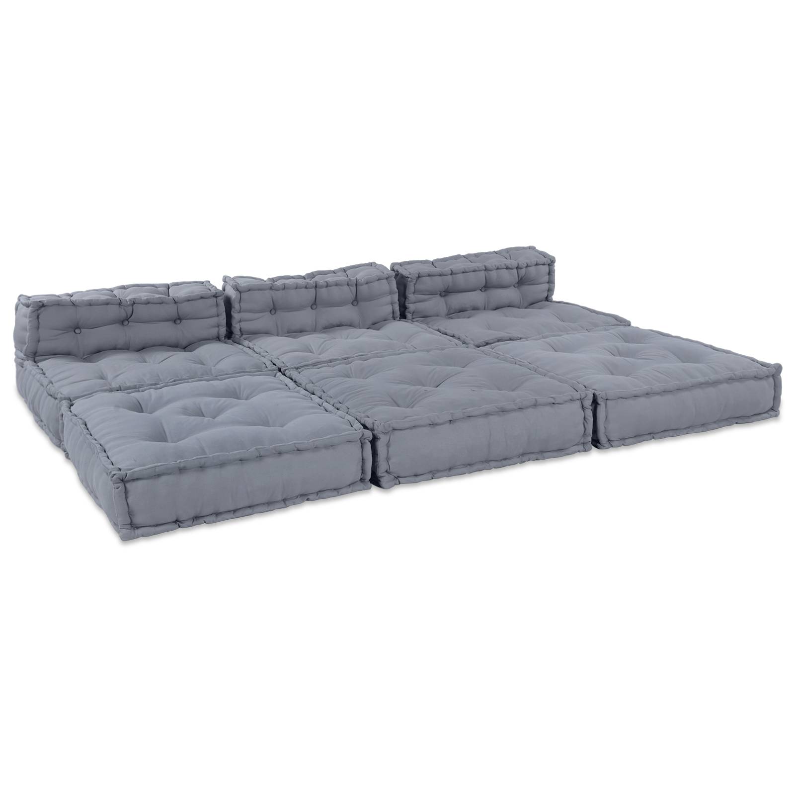 vidaXL Puffsofa 4-Sitzer Modular Umwandelbar Grau Stoff