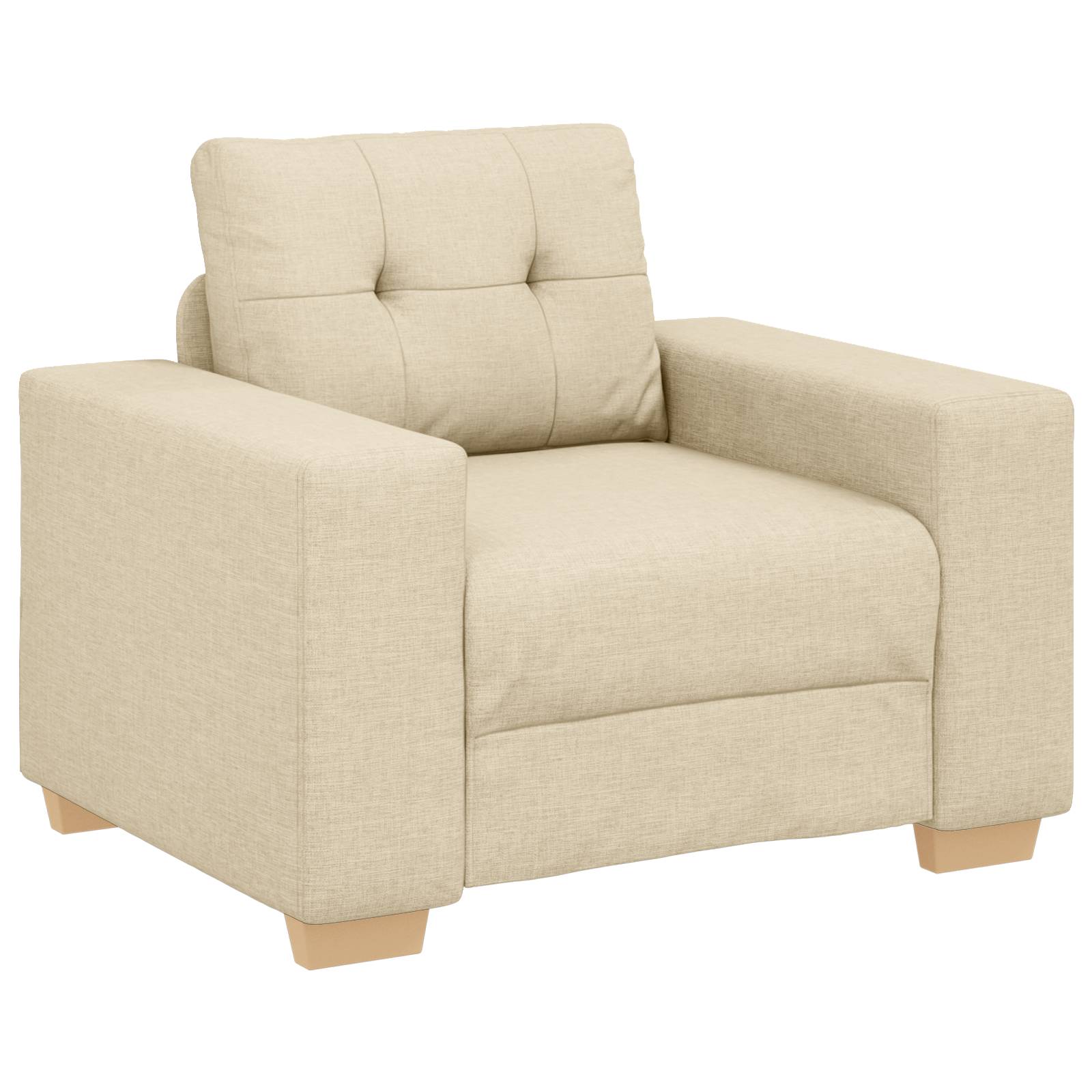 vidaXL 3-tlg. Sofagarnitur mit Kissen Creme Stoff
