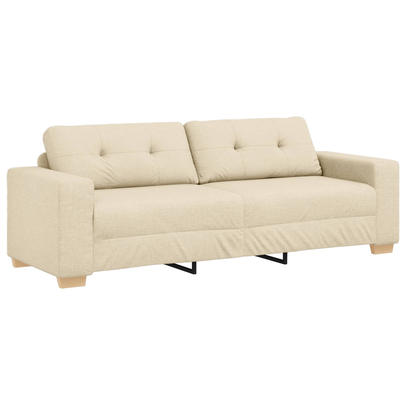 vidaXL 3-tlg. Sofagarnitur mit Kissen Creme Stoff