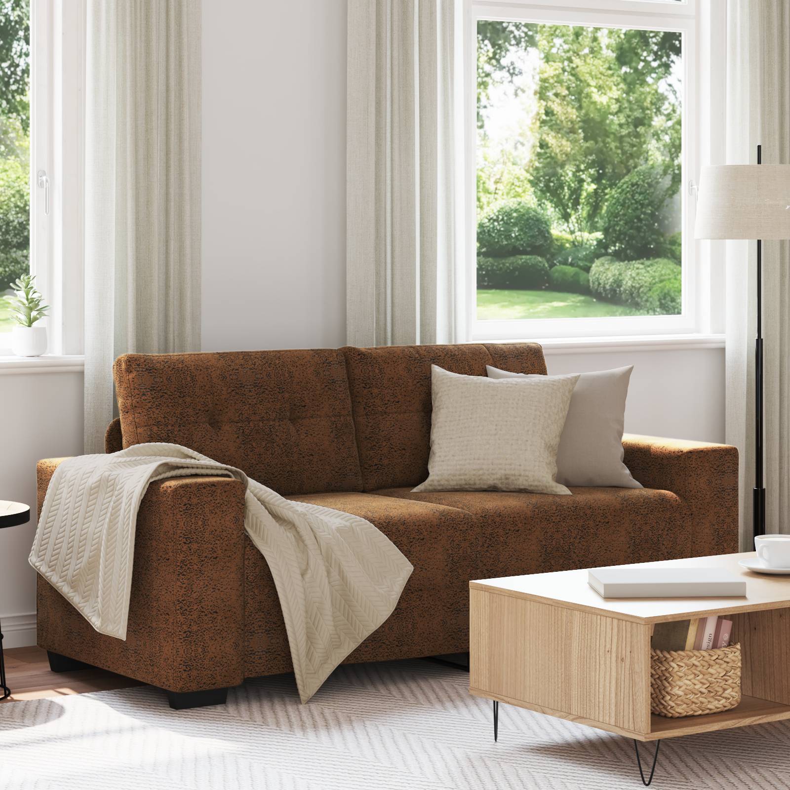 vidaXL Sofa 2-Sitzer Braun 140 cm Kunstleder