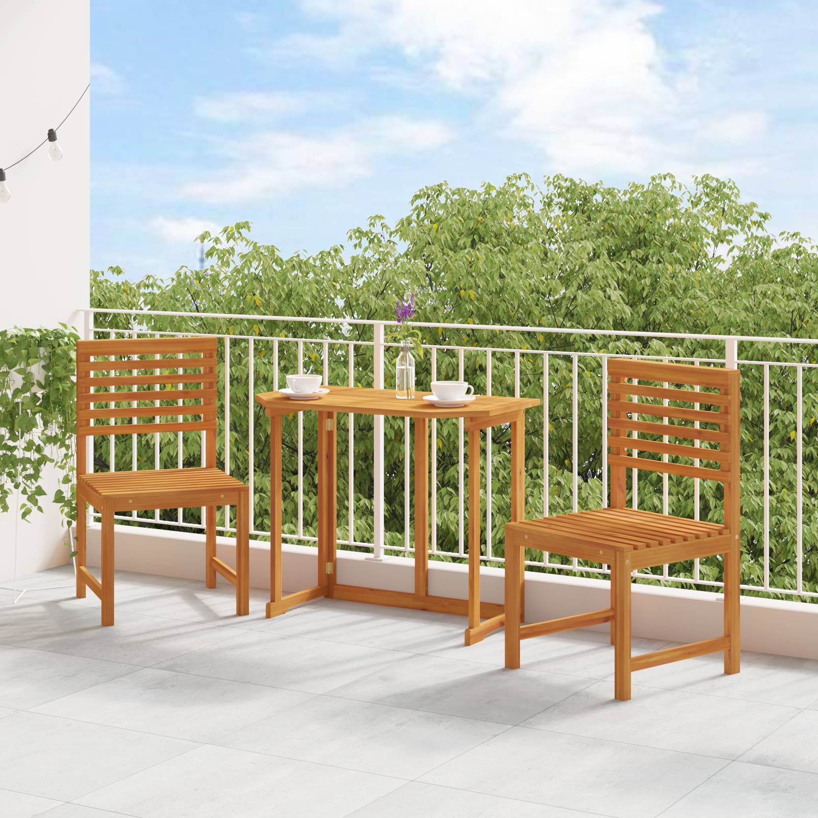 vidaXL Gartenstühle ohne Armlehnen 2 Stk. Massivholz Akazie