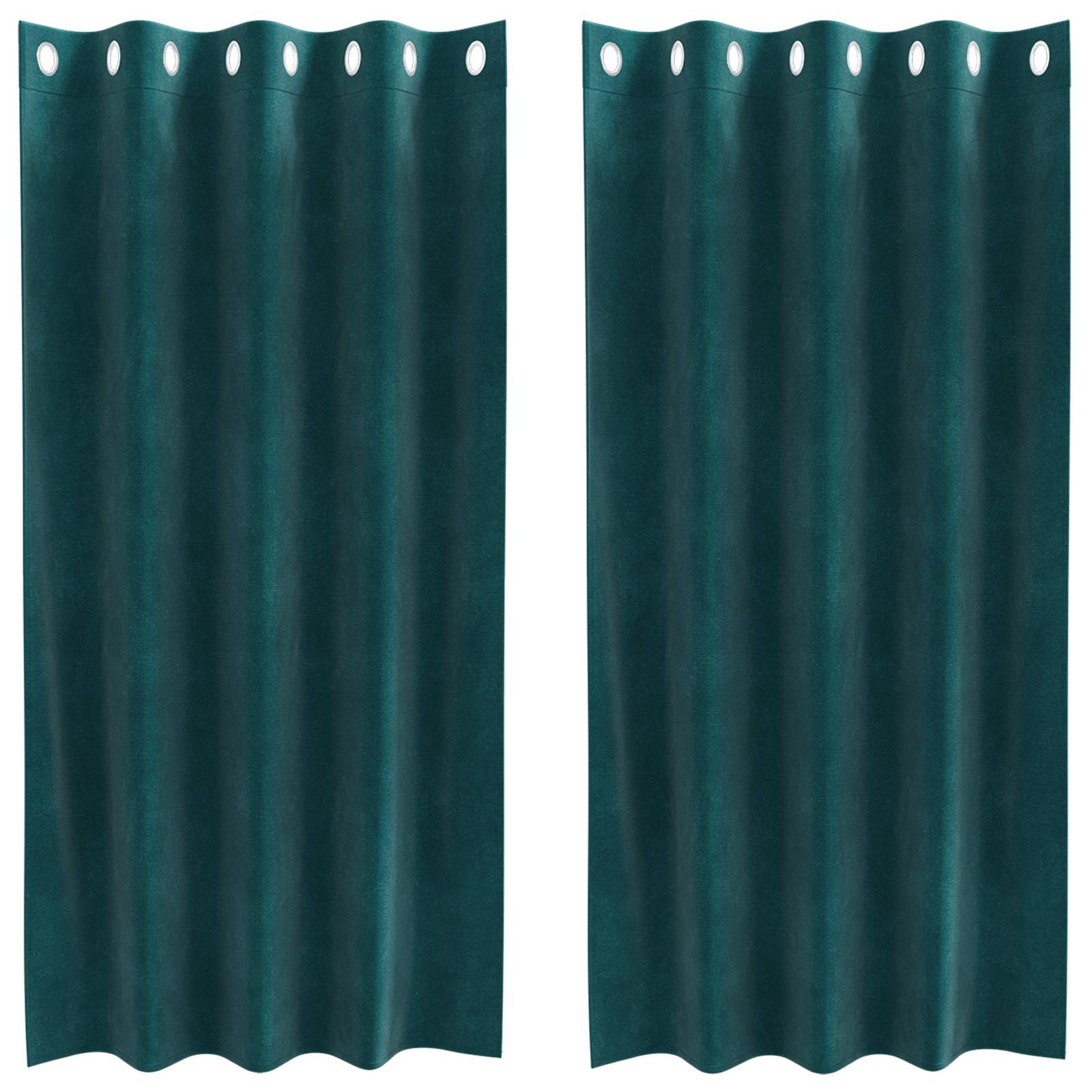 vidaXL Verdunkelungsvorhänge mit Ösen 2 Stk. Dunkelgrün Samt