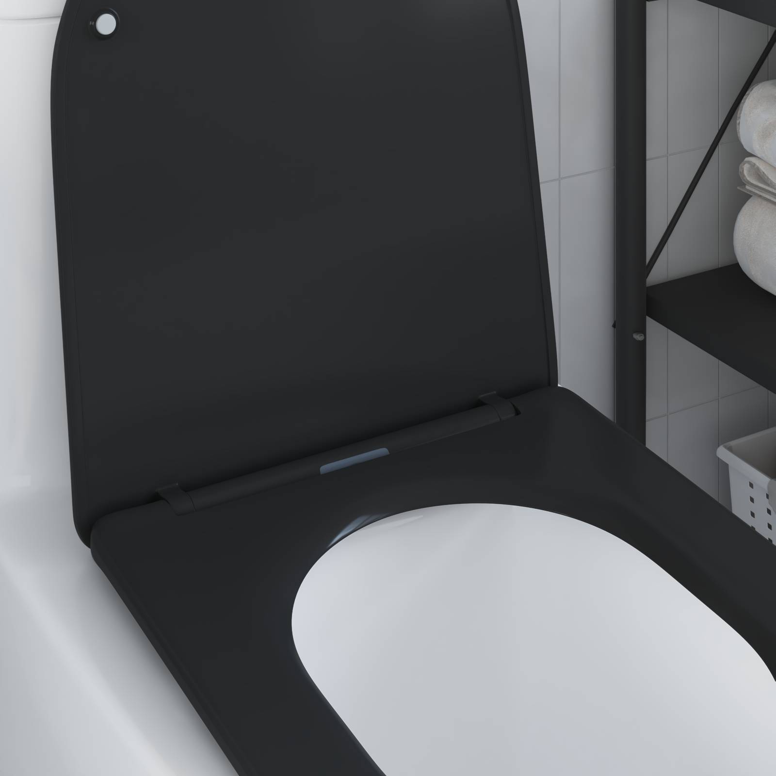 vidaXL Toilettensitz Quick Release Absenkautomatik Duroplast Schwarz