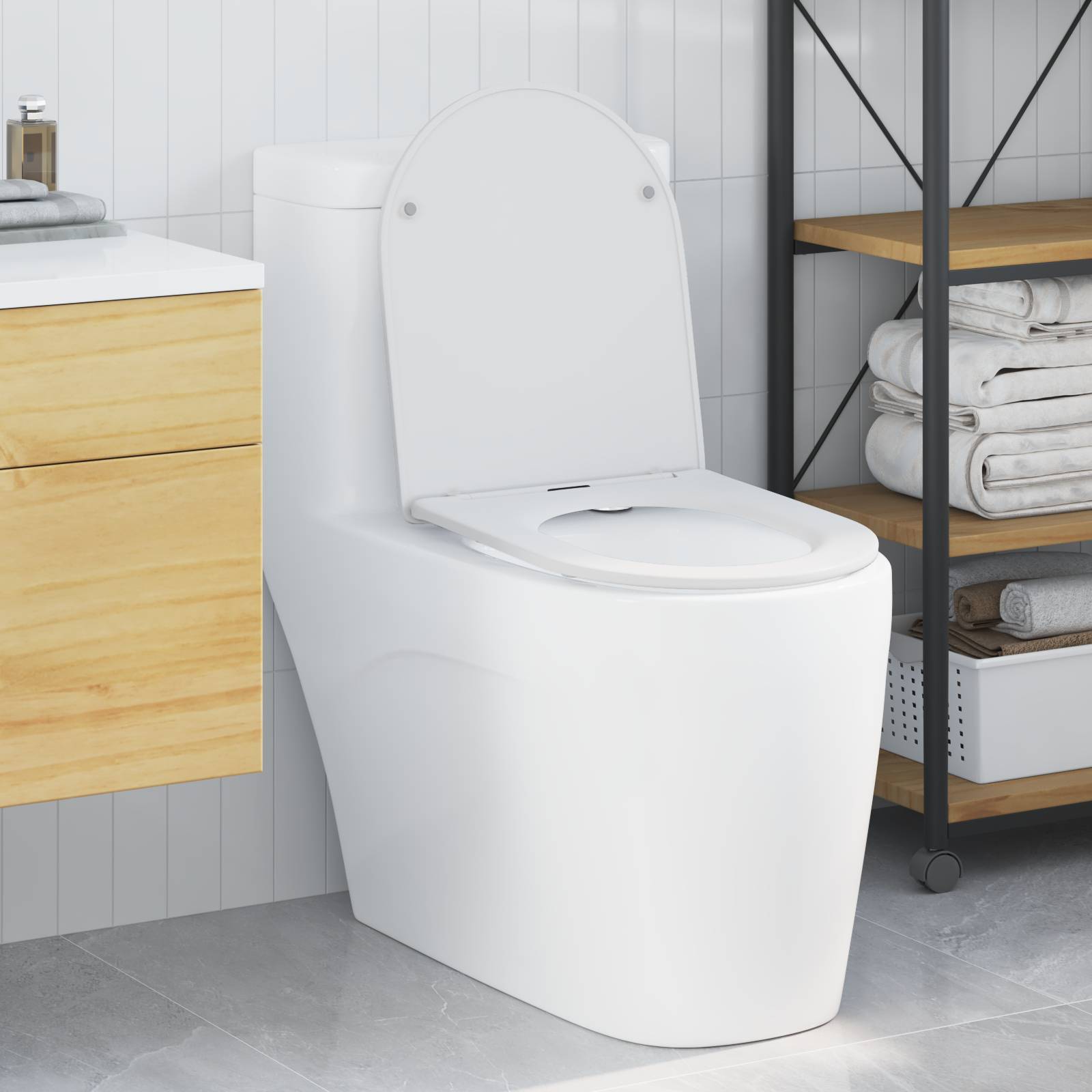 vidaXL Toilettensitz Quick Release Absenkautomatik Duroplast in Weiß