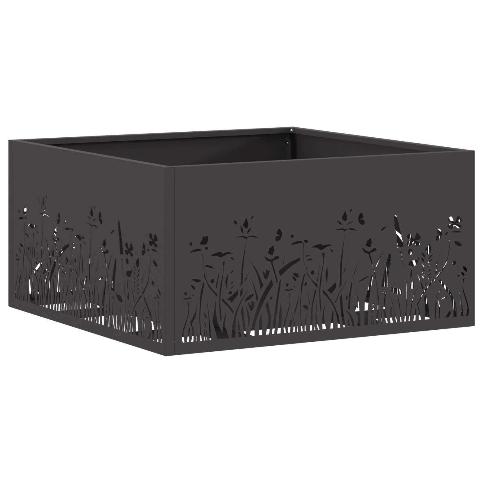 vidaXL Feuerstelle Quadratisch Schwarz 60x60x30 cm Stahl