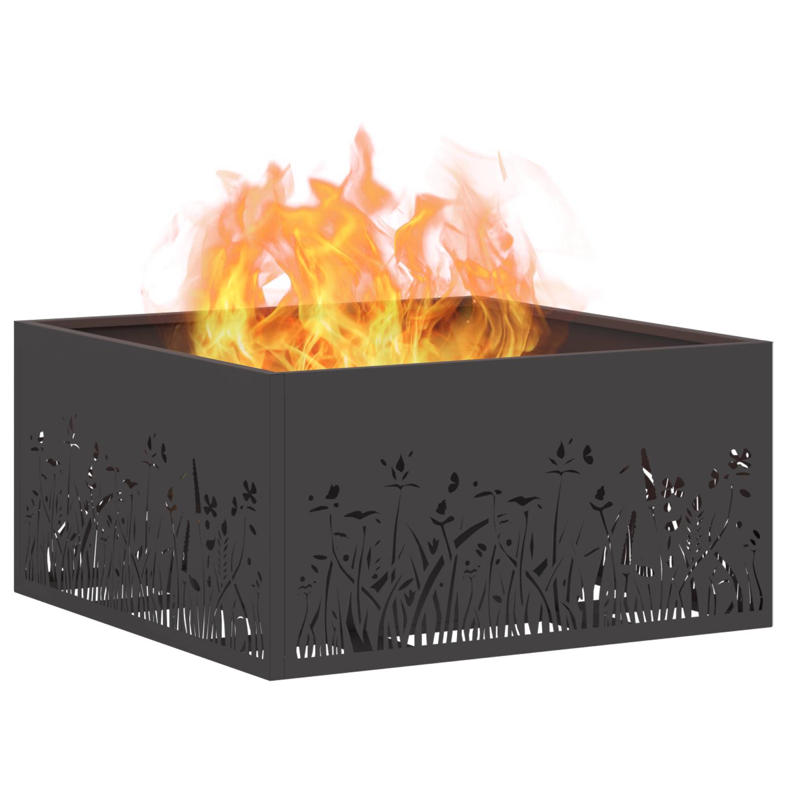 vidaXL Feuerstelle Quadratisch Schwarz 60x60x30 cm Stahl