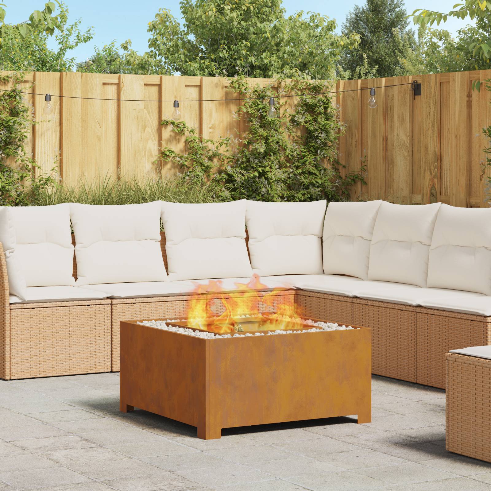 vidaXL Feuerstelle Quadratisch 80x80x40 cm Cortenstahl