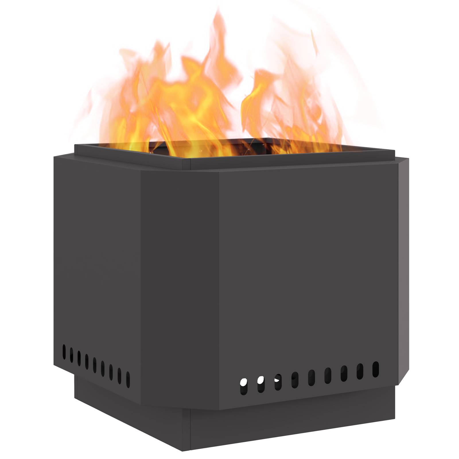 vidaXL Feuerstelle Rauchfrei Schwarz 58x58x51 cm Stahl