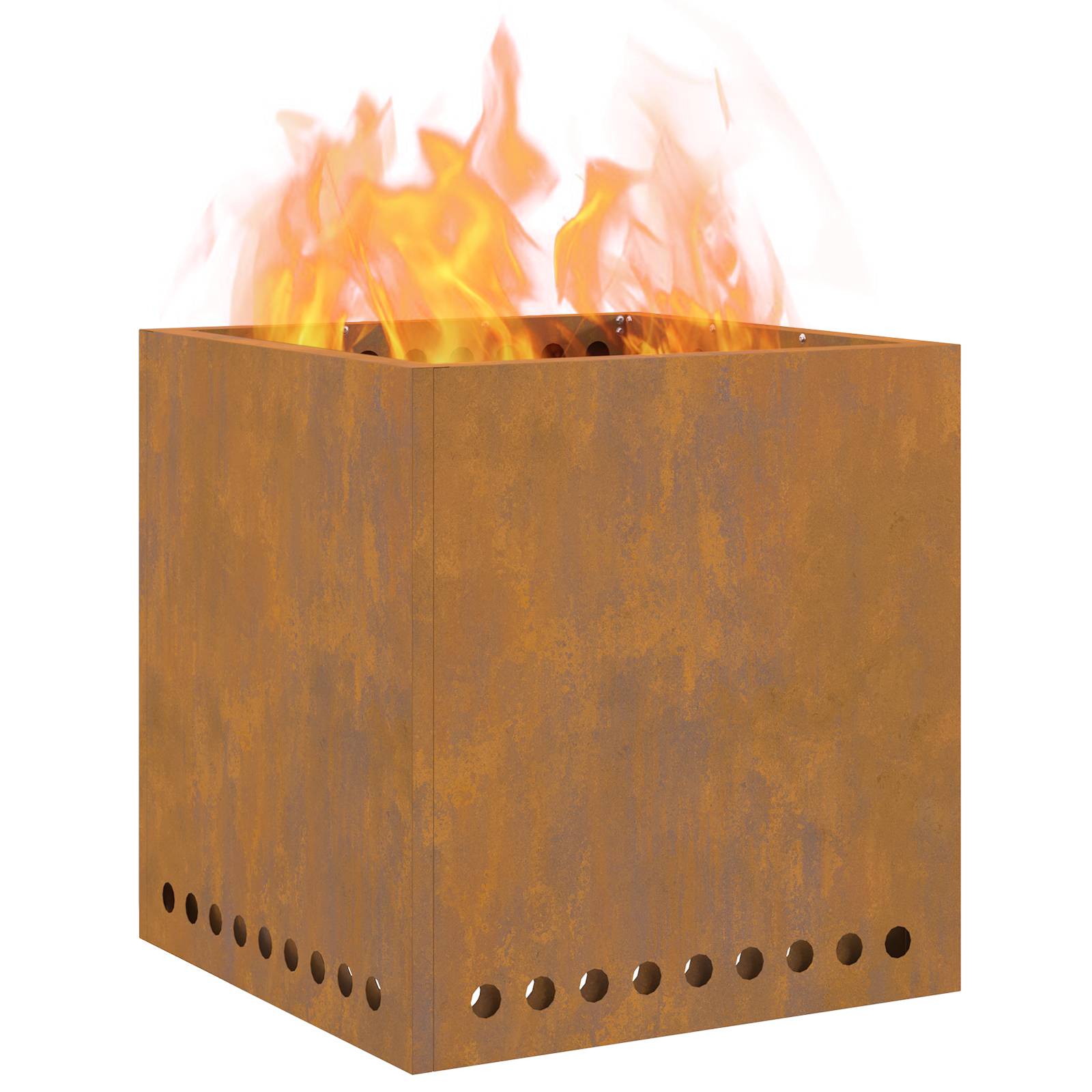 vidaXL Feuerstelle Rauchfrei Quadratisch 48x48x50 cm Cortenstahl