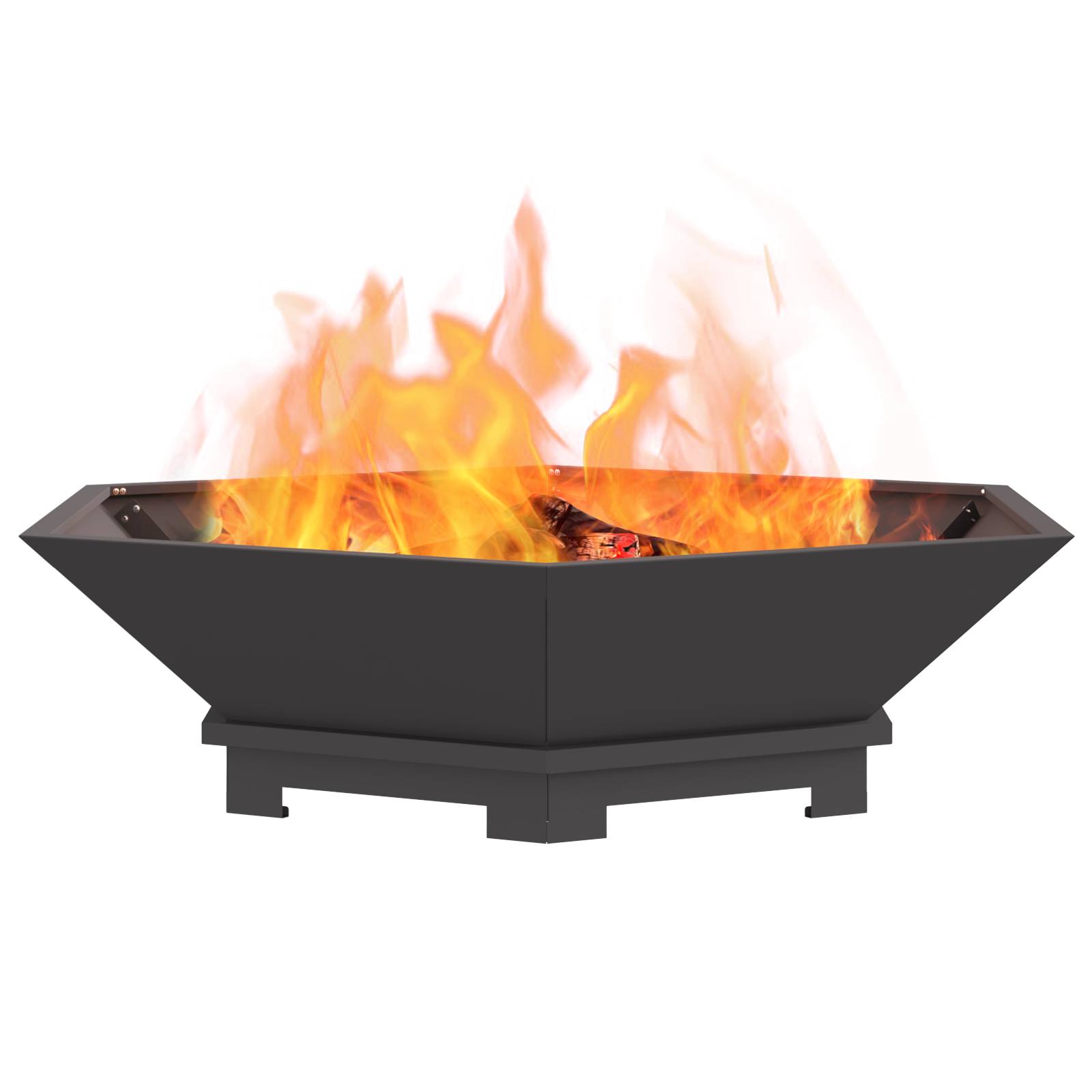 vidaXL Feuerstelle Sechseckig Schwarz 100x100x28 cm Stahl