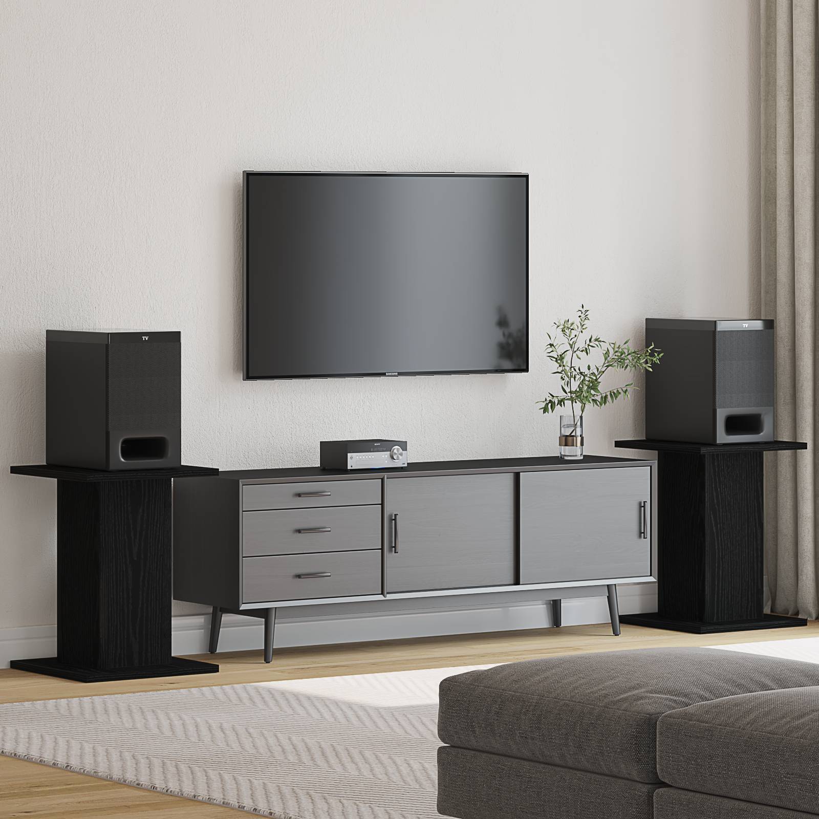 vidaXL Lautsprecherständer 2 Stk. Schwarz Eiche 30x30x40 cm