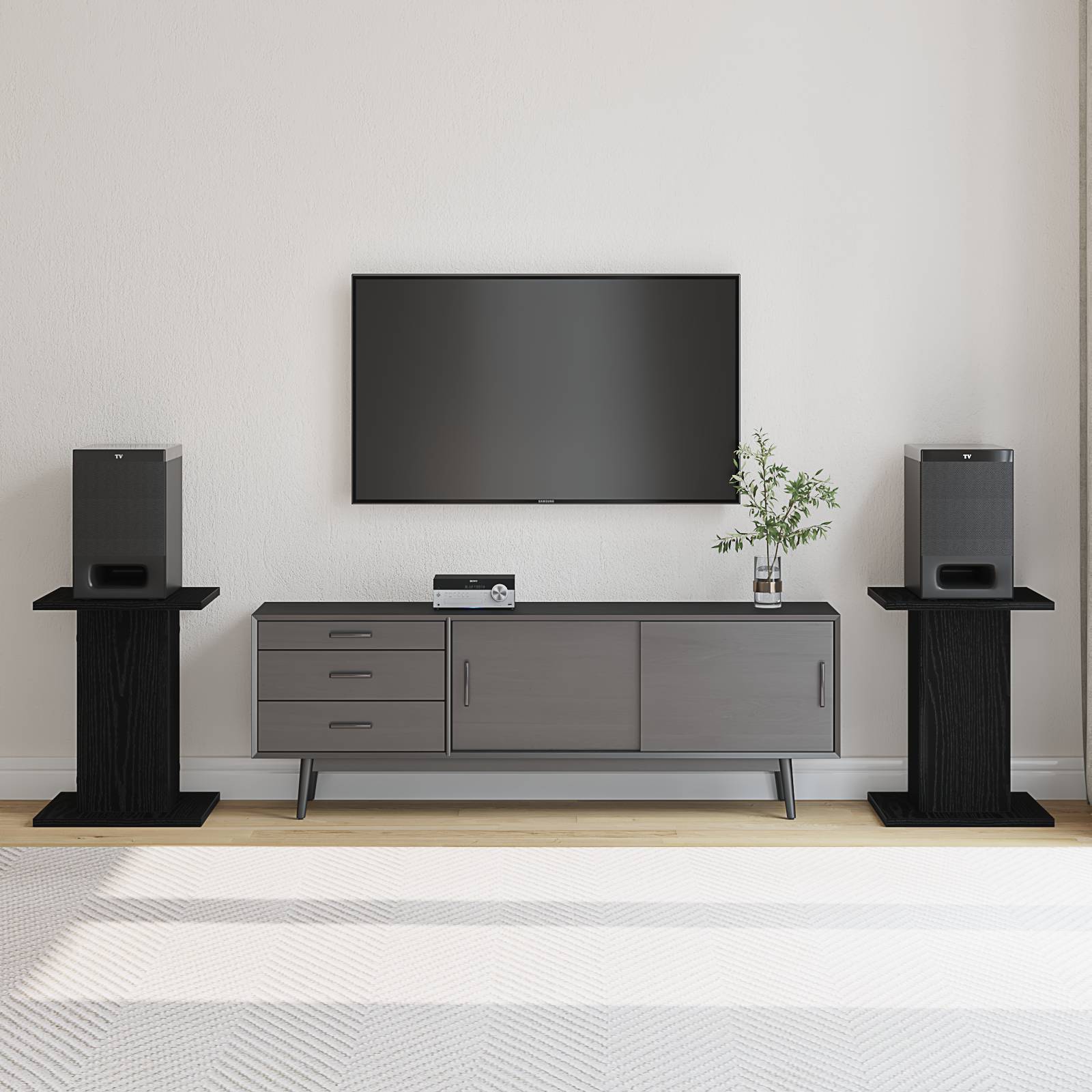 vidaXL Lautsprecherständer 2 Stk. Schwarz Eiche 30x30x40 cm