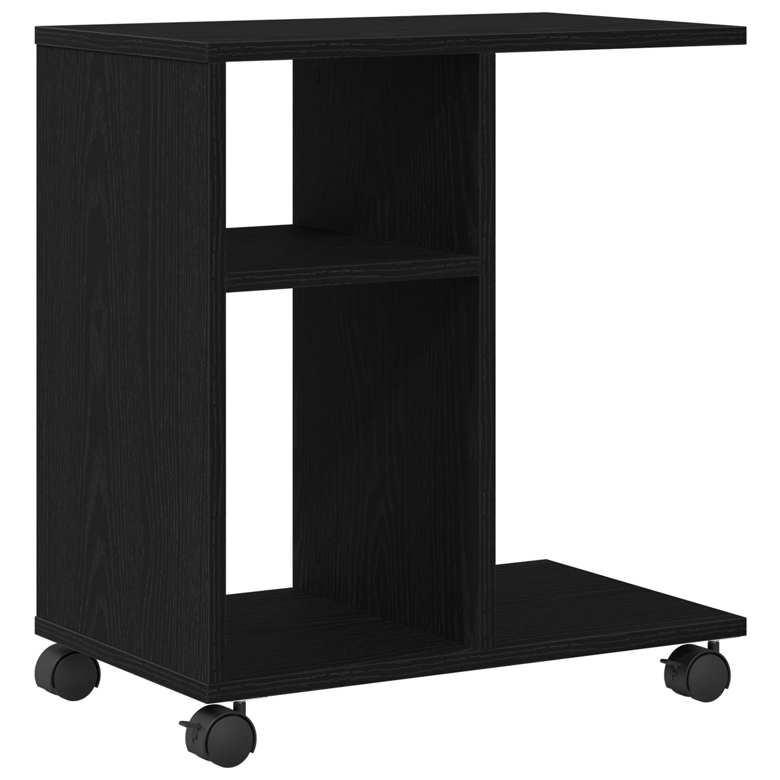 vidaXL Beistelltisch mit Rollen Schwarz Eiche 50x30x55cm Holzwerkstoff