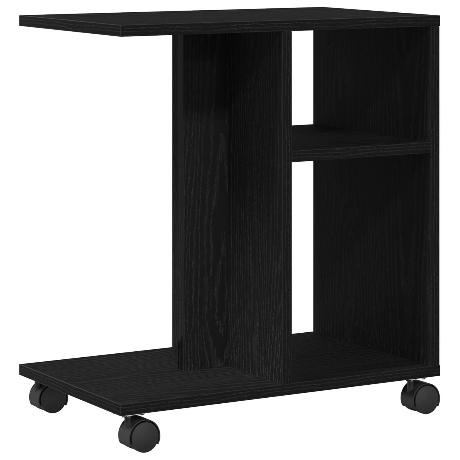 vidaXL Beistelltisch mit Rollen Schwarz Eiche 50x30x55cm Holzwerkstoff