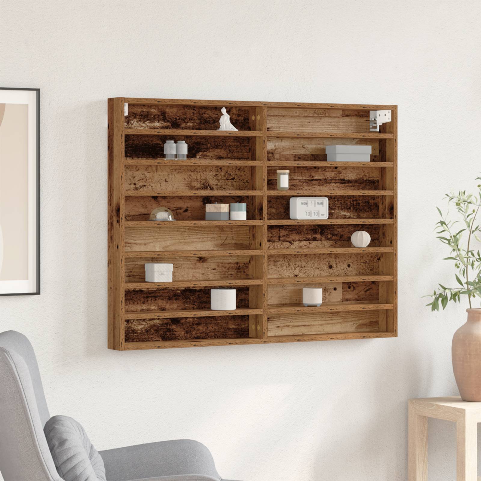 vidaXL Vitrinenschrank Altholz 100x8,5x75 cm Holzwerkstoff