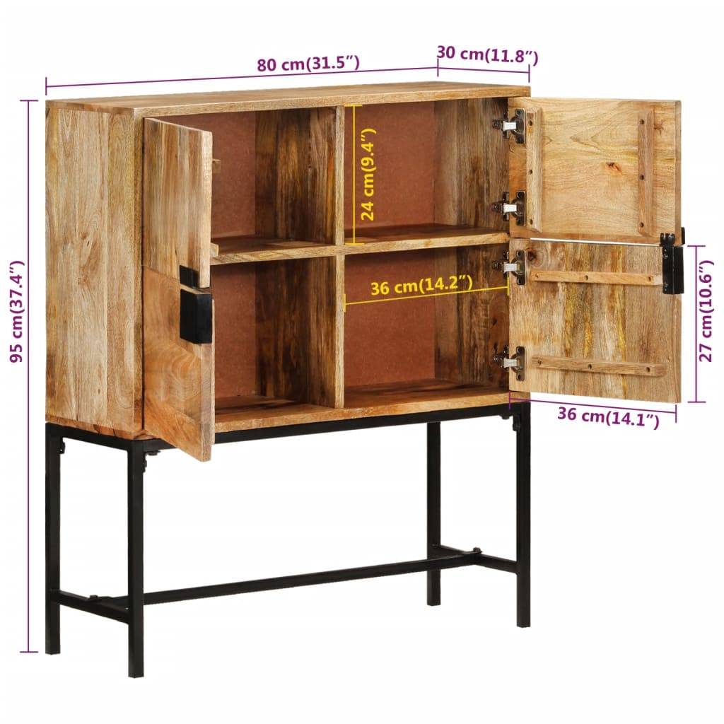 vidaXL Highboard 80x30x95 cm Massives Raues Mangoholz