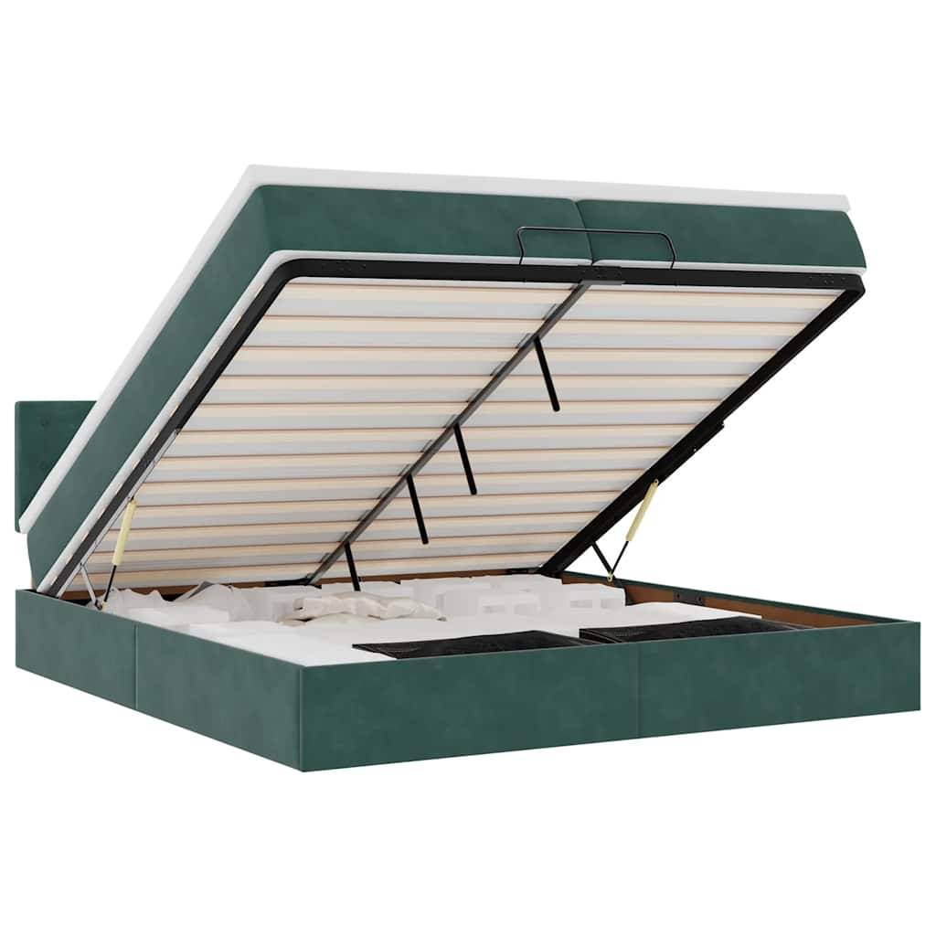 vidaXL Ottoman-Bett mit Matratze Dunkelgrün 200x200 cm Samt