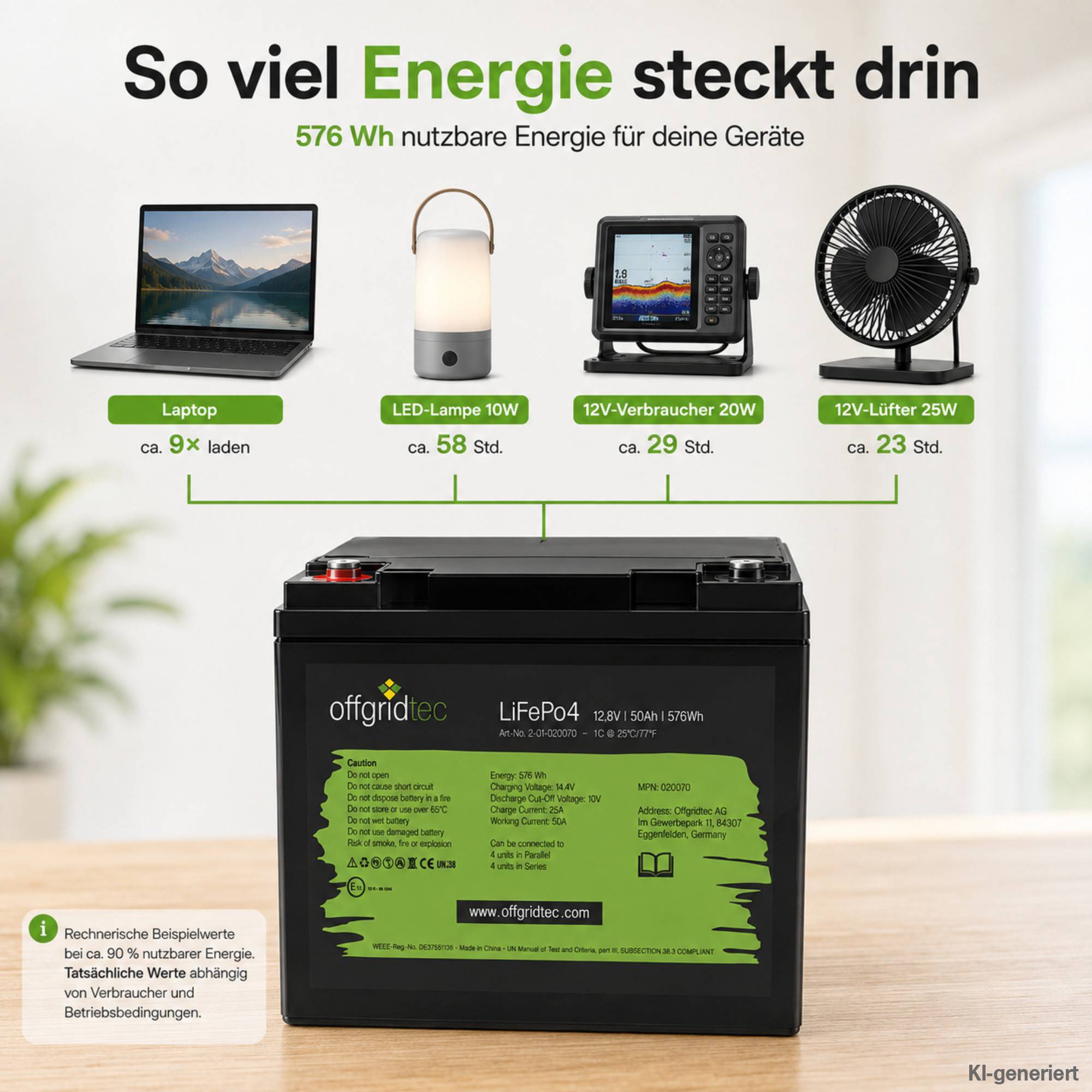 Offgridtec LiFePo4 Akku 12/50 12,8V 50Ah BMS integriert 640Wh