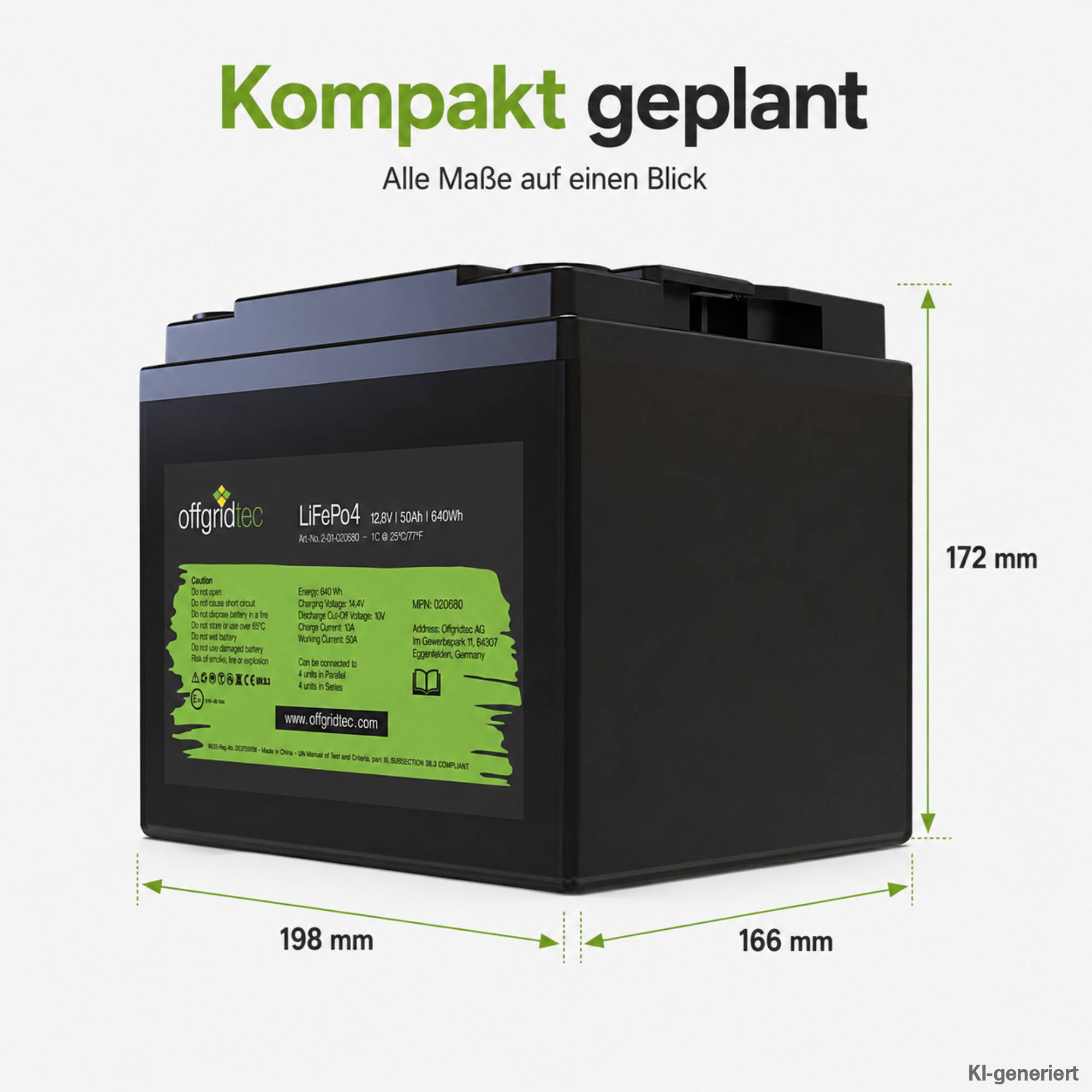 Offgridtec LiFePo4 Akku 12/50 12,8V 50Ah BMS integriert 640Wh