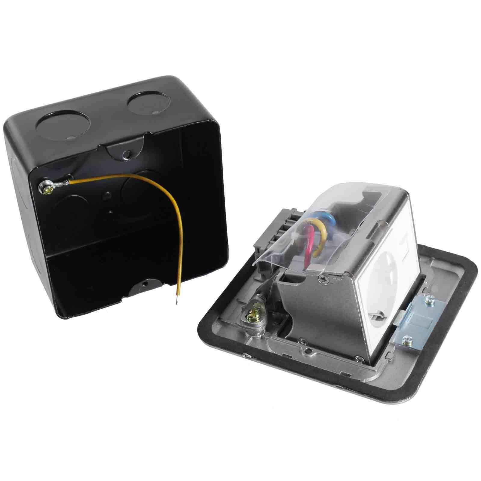 Edelstahl Einbausteckdose Tischsteckdose Bodensteckdose Fußboden Steckdose