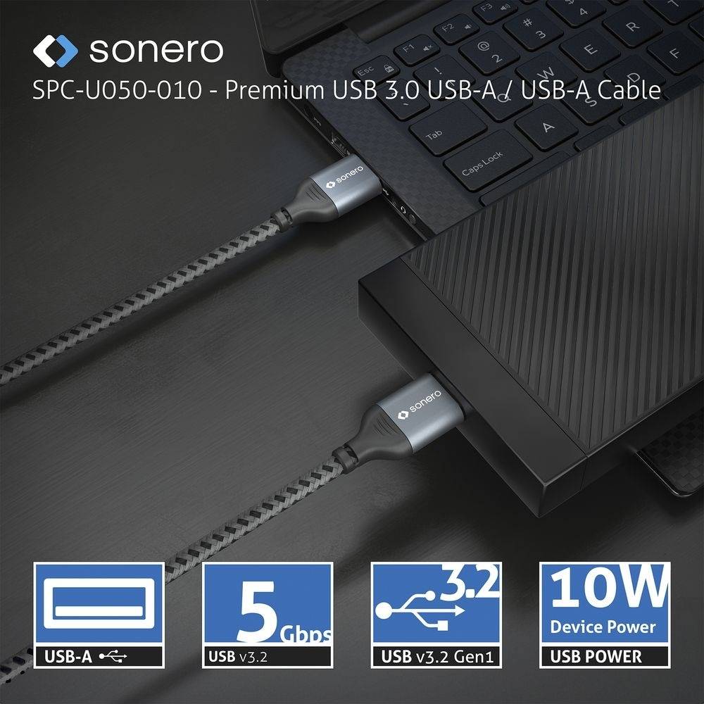 SONERO USB 3.0 Kabel SPC-U050-005 A/A 1,5m grau-schwarz