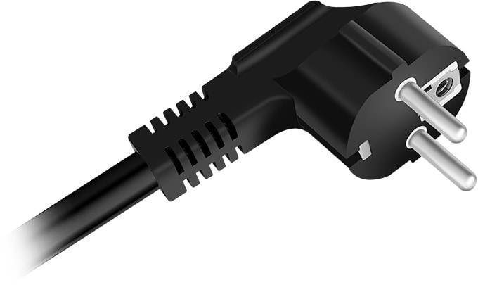 Nahaufnahme eines Ethernet-Kabels mit sichtbarem Rastmechanismus, das an ein schwarzes Gerät angeschlossen ist.