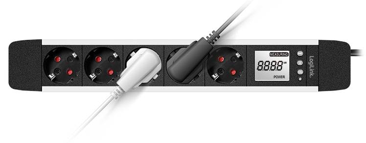 Eine Steckdosenleiste mit zwei eingesteckten Steckern.